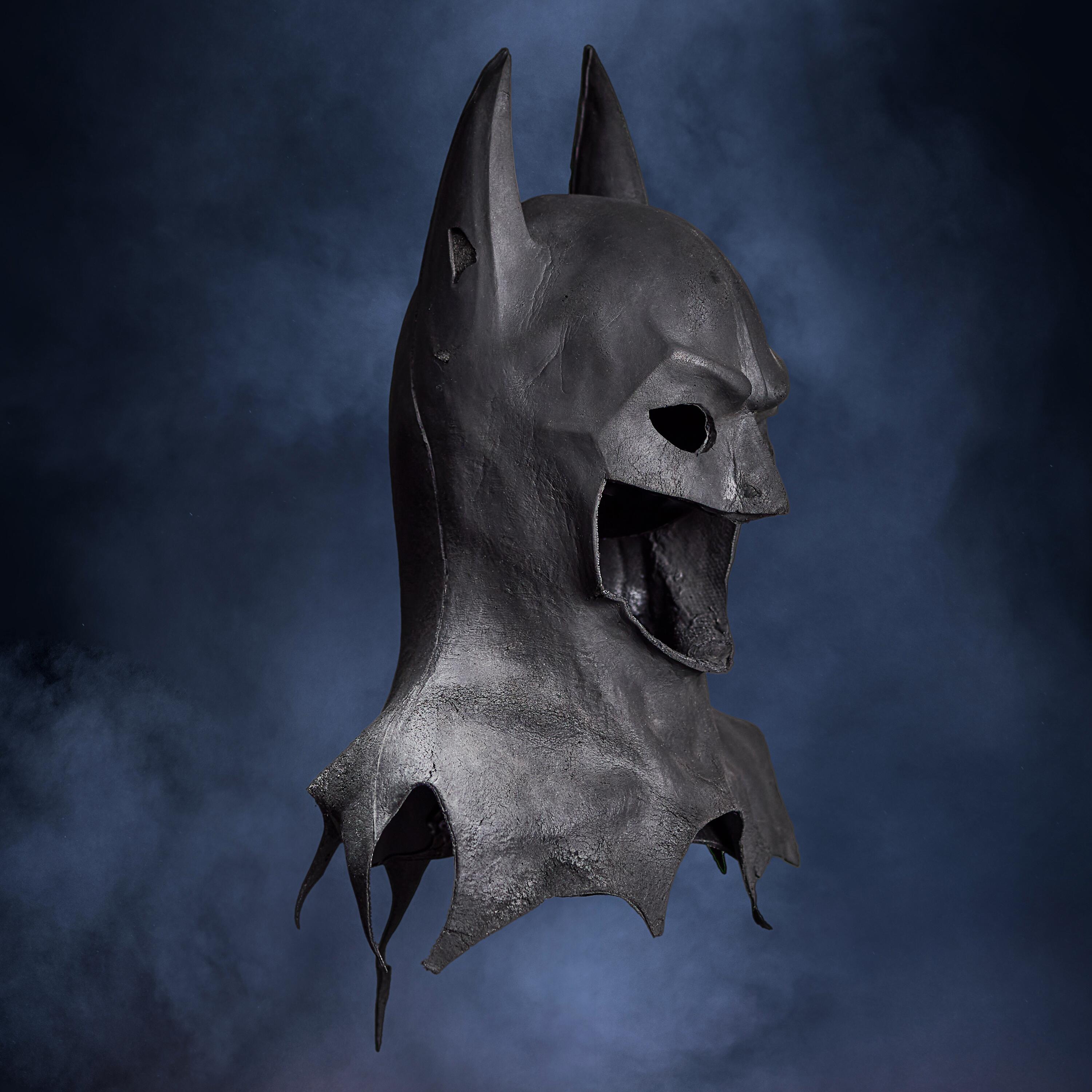Alternative Side View - Batman - Production-Made Batman Cowl (Michael Keaton) -Available from Kudos Memorabilia Ltd