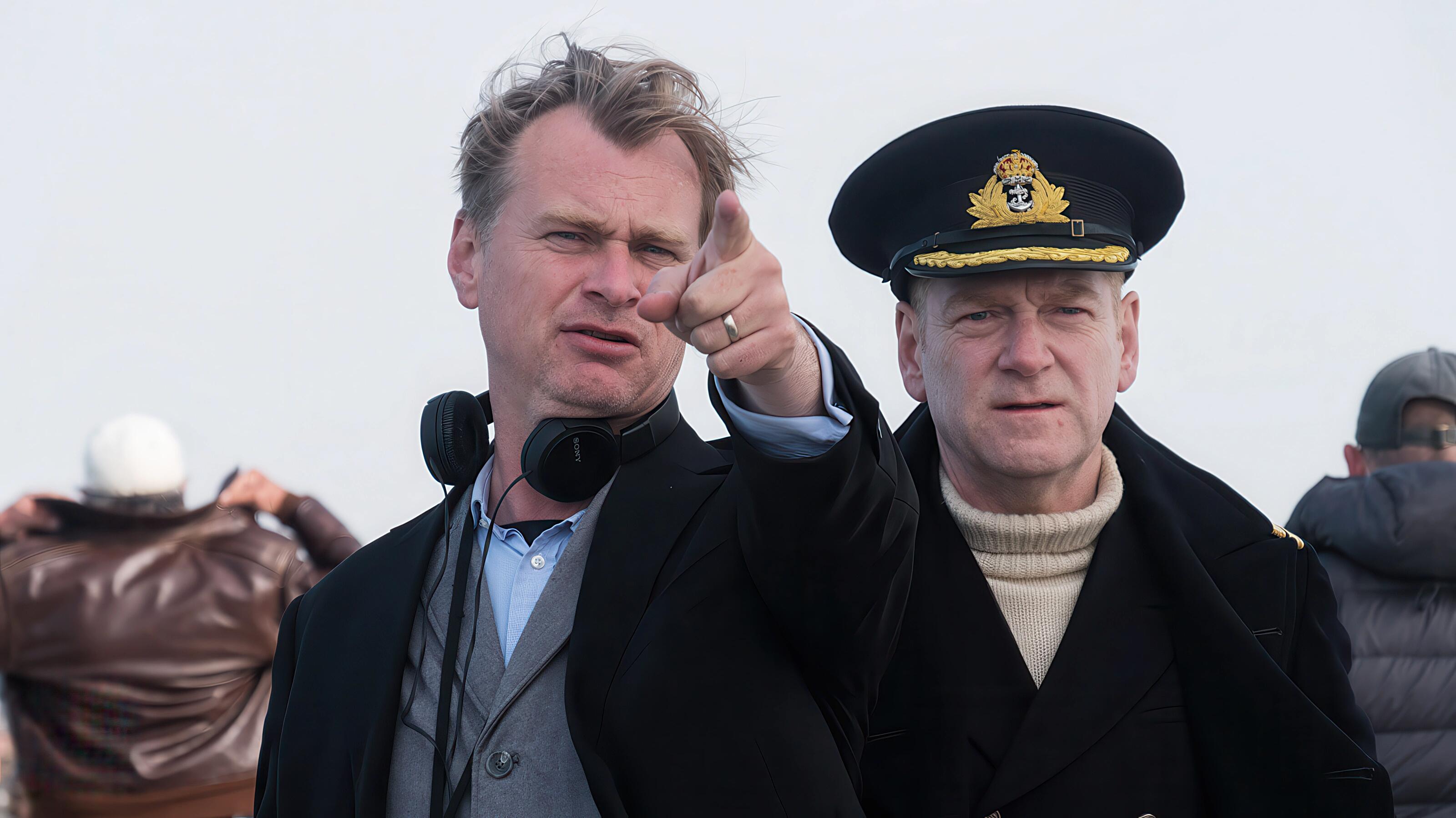 Dunkirk The Movie (2017). Christopher Nolan directs actor, Kenneth Branagh, on The Mole
