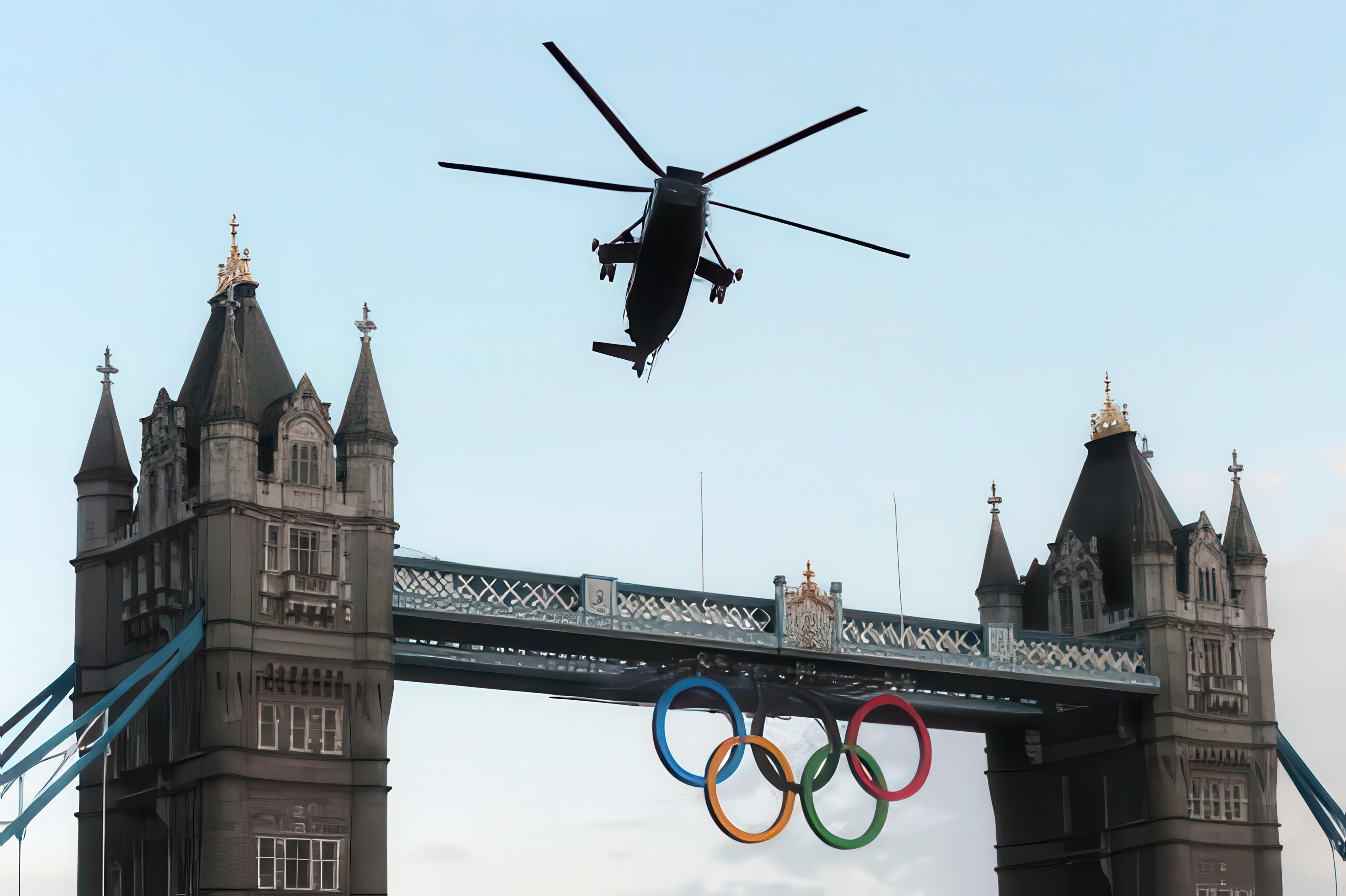 Veteran stunt pilot, Marc Wolff, took part in the 2012 London Olympics opening ceremony, piloting a helicopter through London’s iconic Tower Bridge to capture dramatic aerial footage of the Olympic Stadium and city skyline.