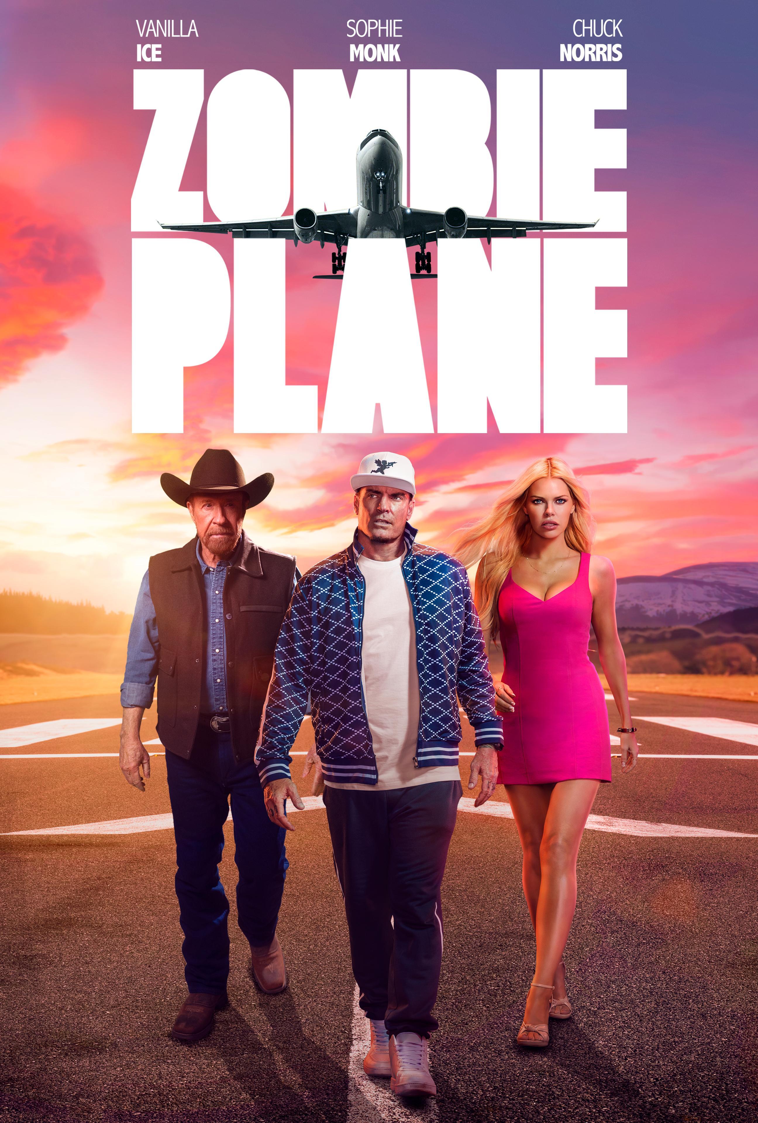 The promotional poster for Chuck Norris’s final movie, Zombie Plane, also starring Vanilla Ice and Sophie Monk.