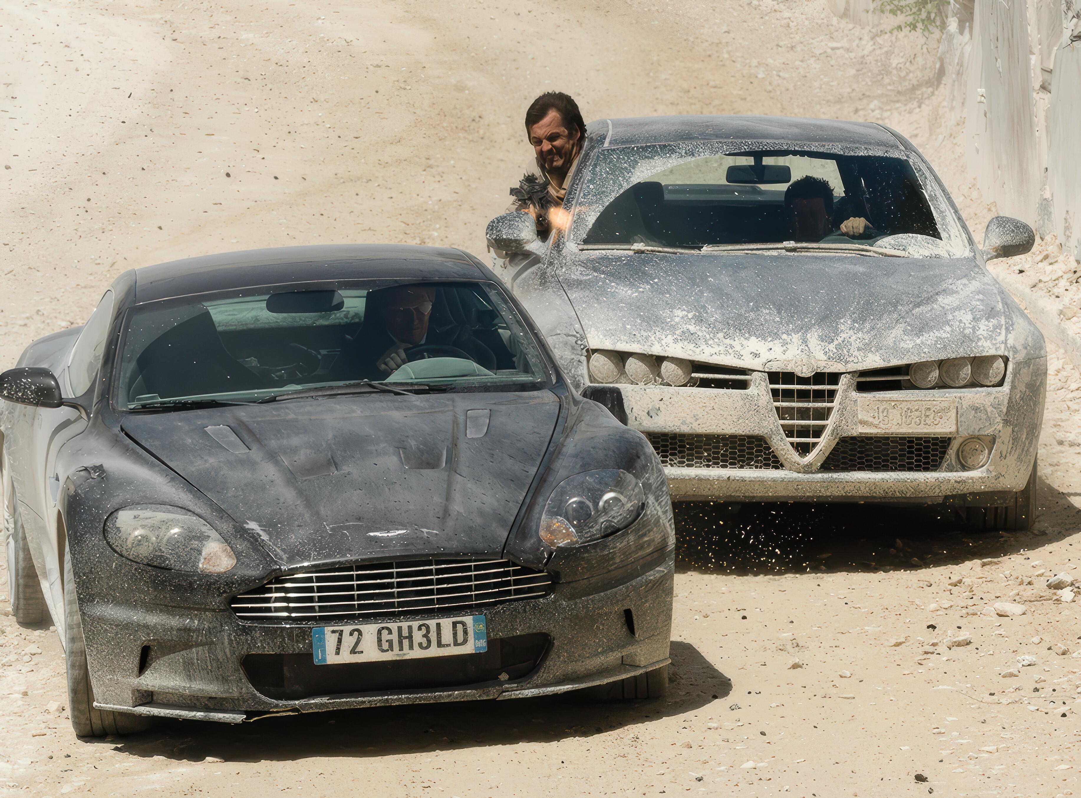 The high-speed opening car chase from Quantum of Solace, featuring James Bond’s Aston Martin DBS in a deadly pursuit through an Italian quarry.