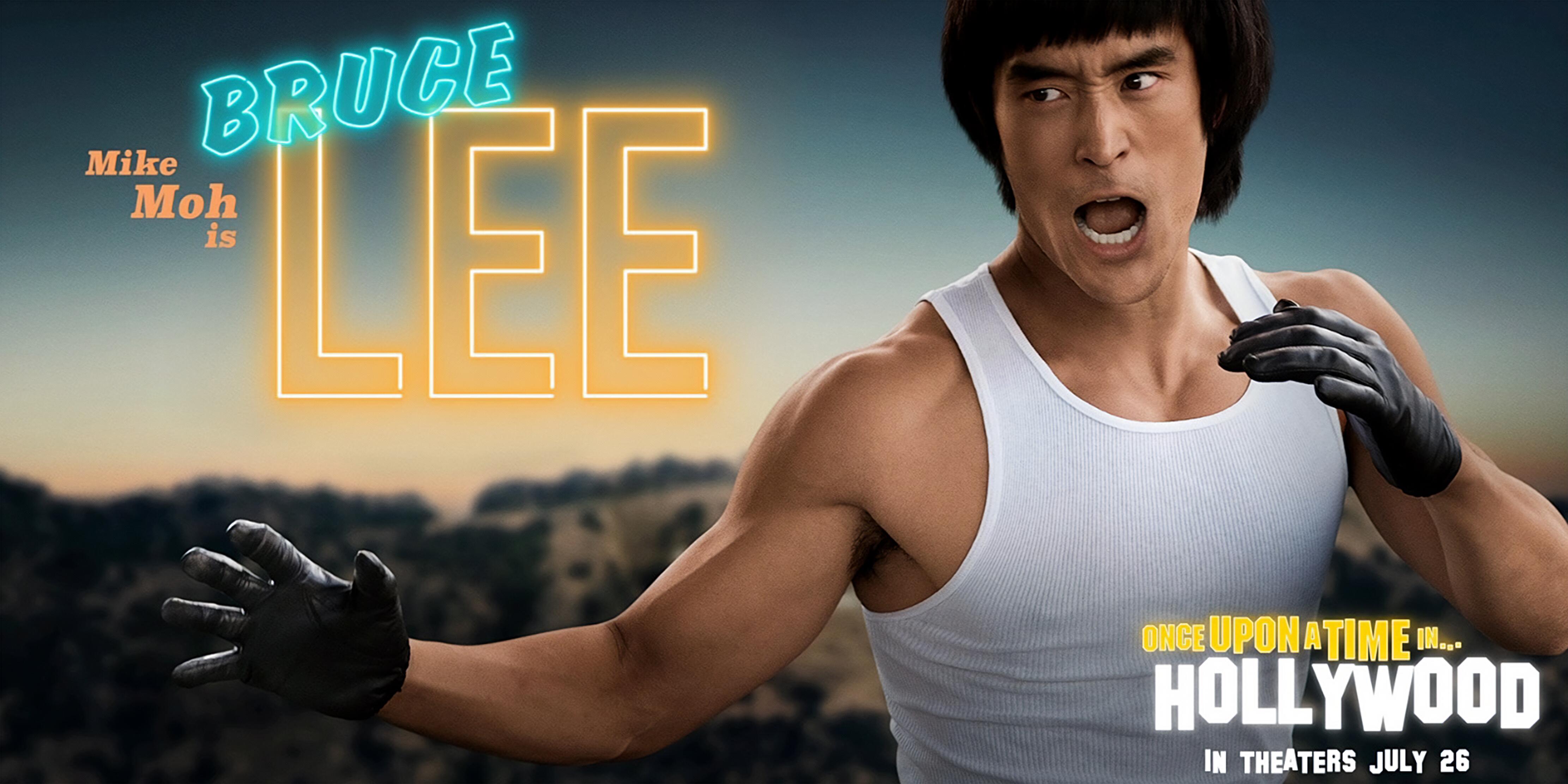 Mike Moh posing as martial arts icon, Bruce Lee, in promotional artwork for Quentin Tarantino’s Once upon a time in Hollywood (2019).