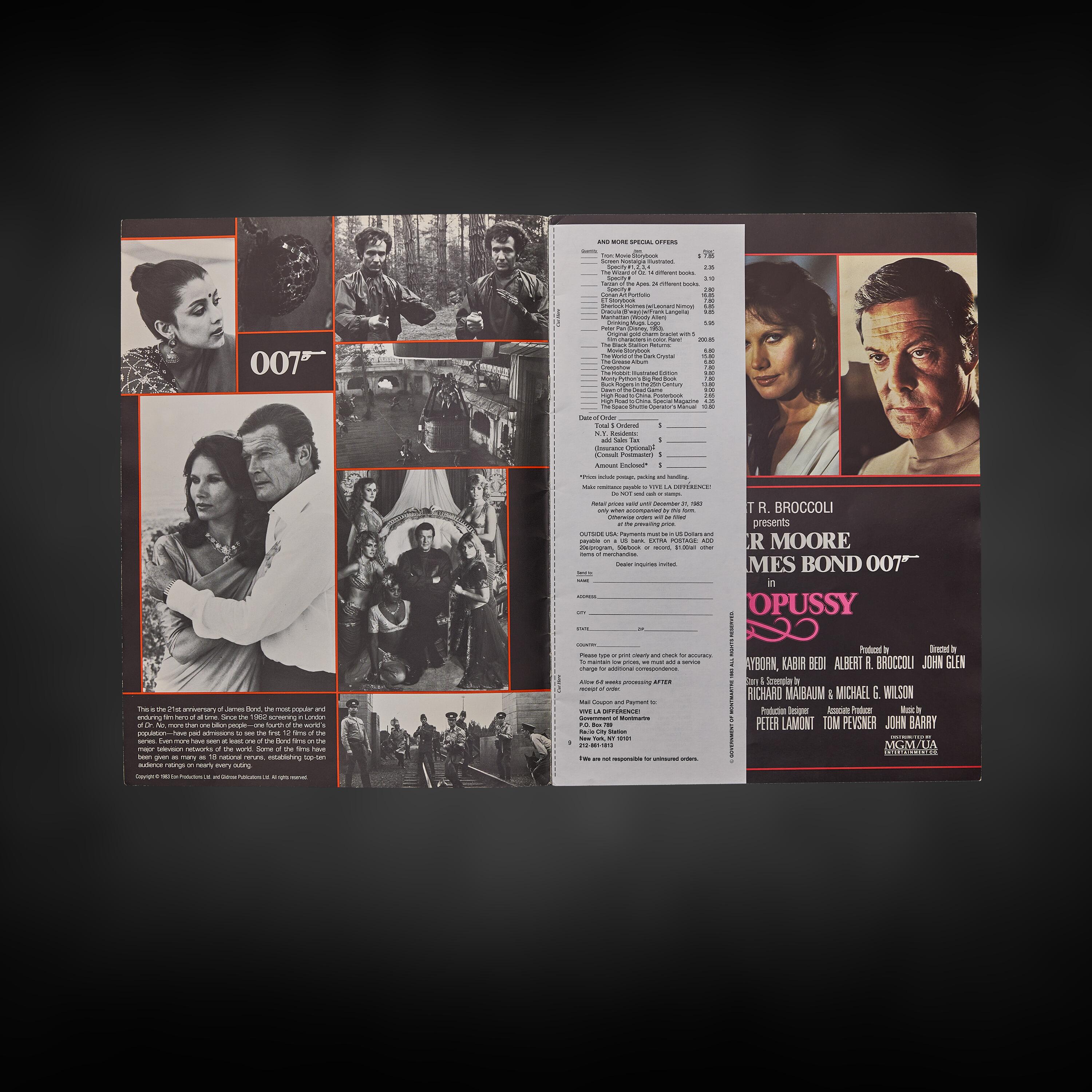 Octopussy Credit Block and Production Images featured in the Official Octopussy Film Brochure (1983)