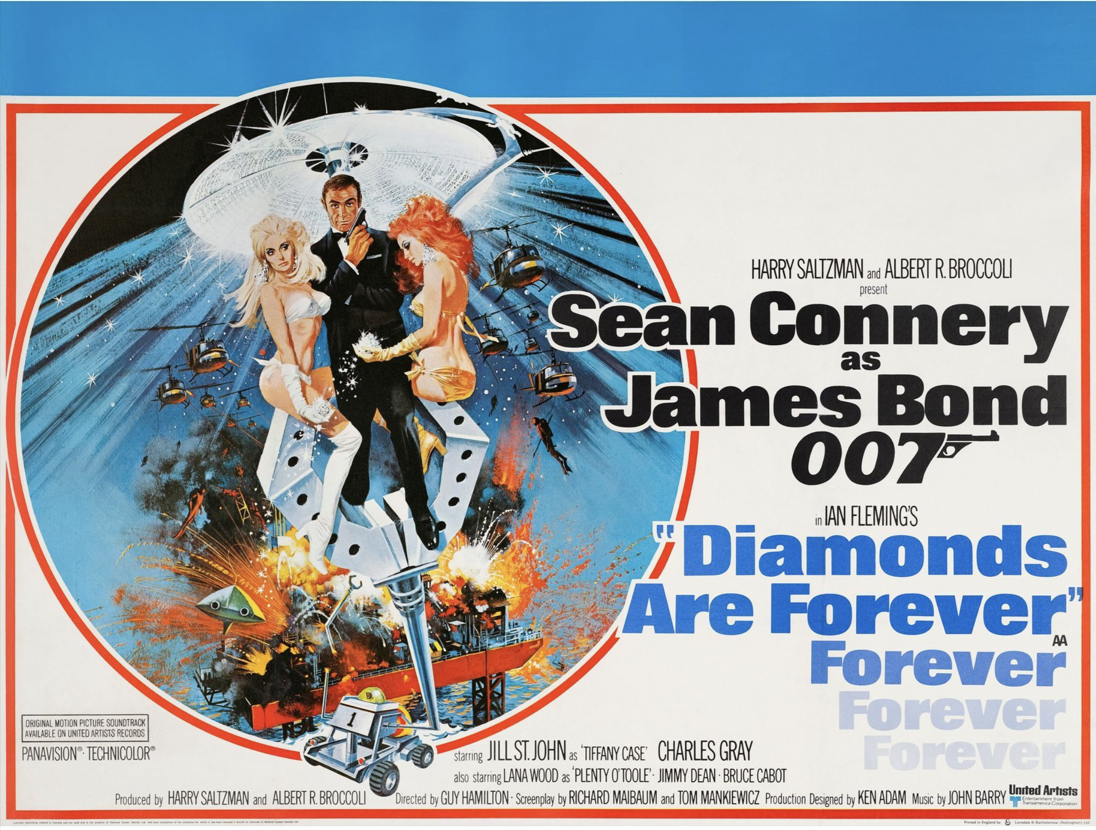 Diamonds Are Forever (1971) - The Classic Vintage British Quad Poster on Linen