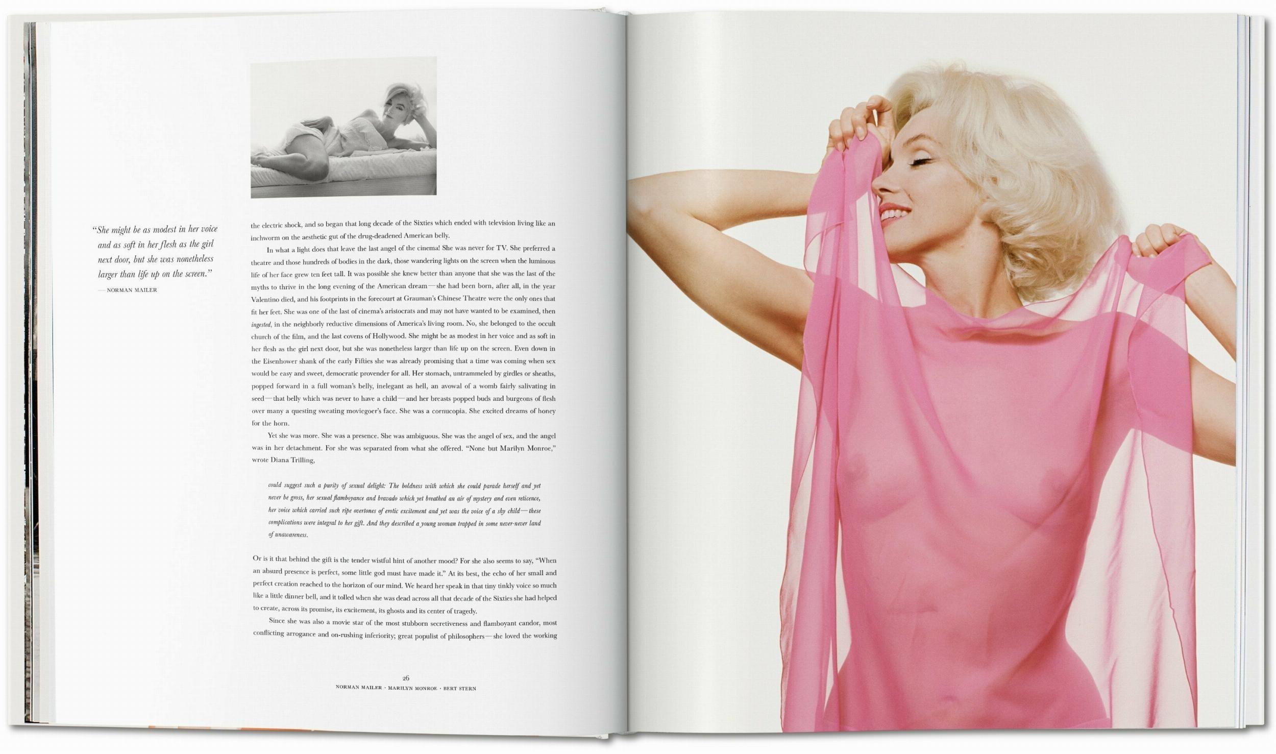 Norman Mailer. Bert Stern. Marilyn Monroe, holding nothing but a pink chiffon scarf