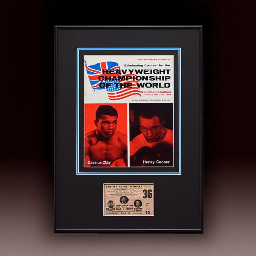 Cassius Clay Vs Henry Cooper, 1963, Official Ticket And Fight Program, display