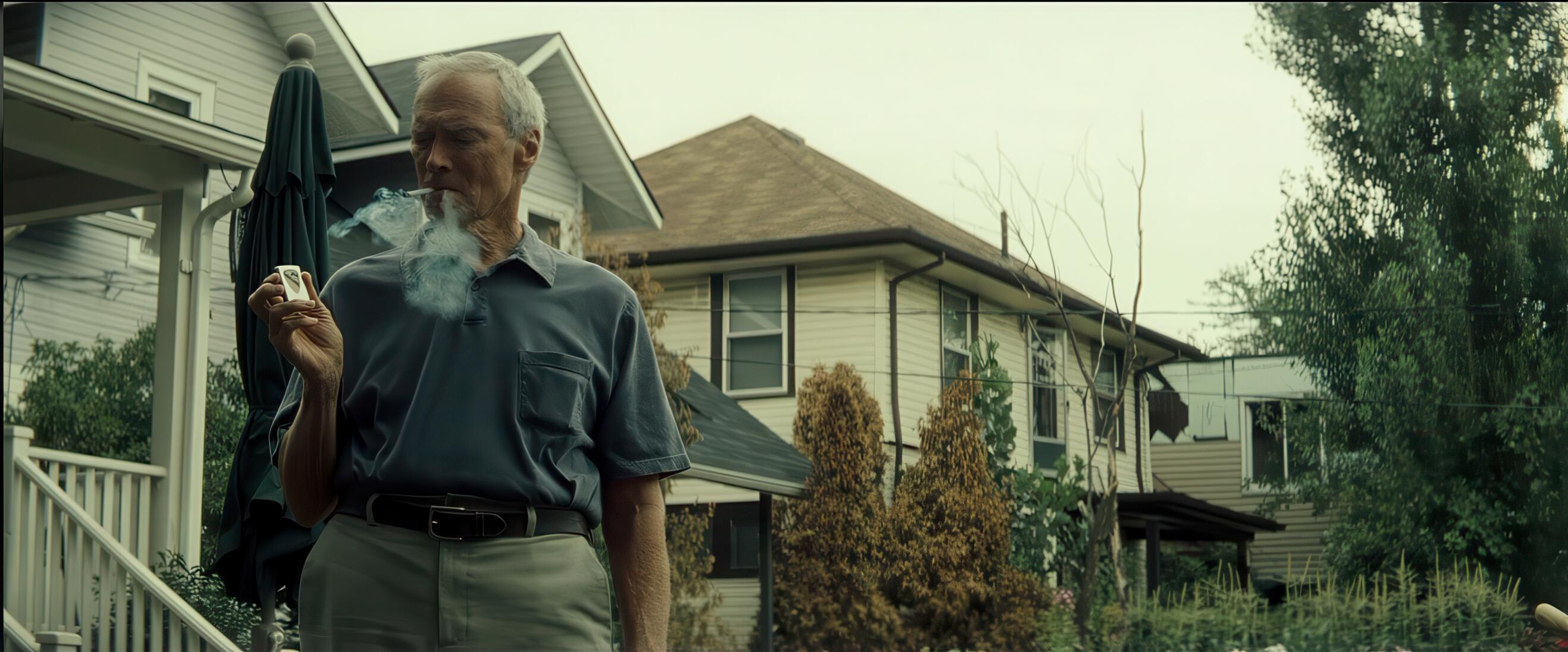 Scene from Gran Torino of Walt Kowalski’ using his Zippo lighter