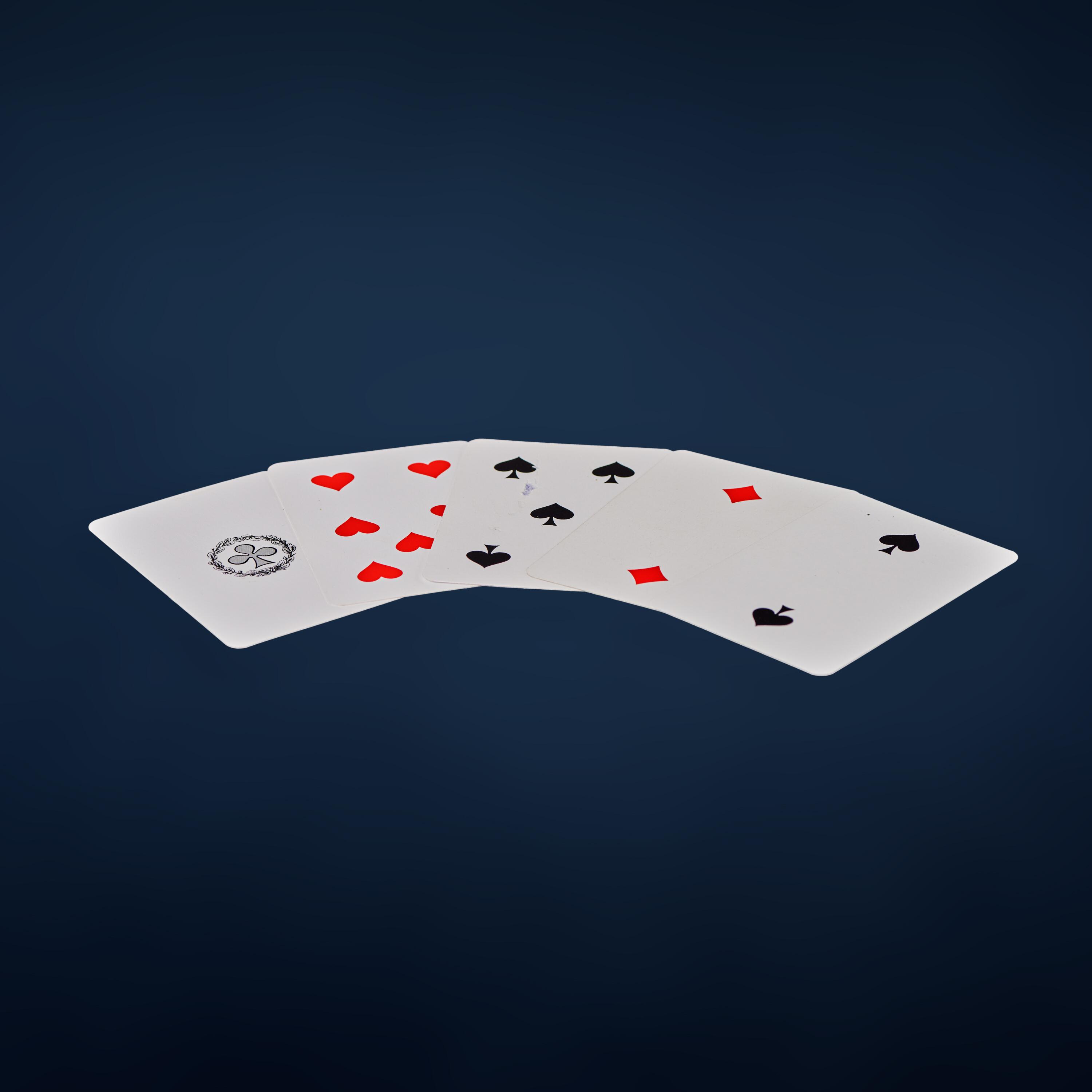 A set of five production-made playing cards used in the Monte Carlo Casino scene of the James Bond film Goldeneye.