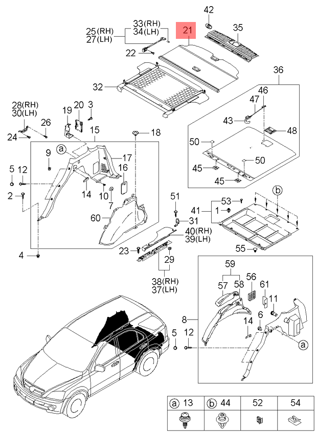 Genuine Kia Sorento Rear Package Tray / Shelf 857323E010WK