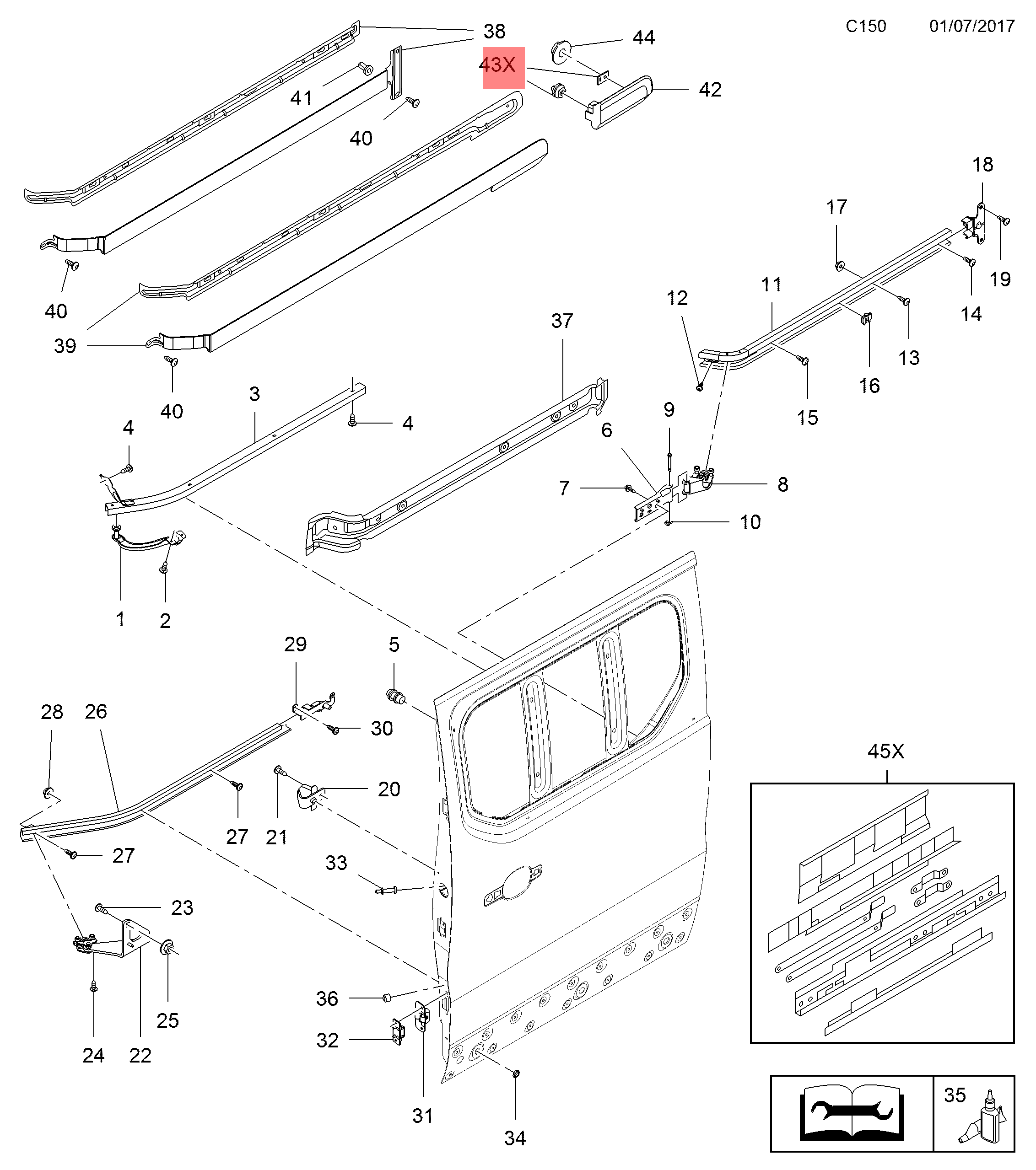 Vauxhall Vivaro Drivers Offside Side Sliding Door Runner Trim 2020 (WHITE) - Chrispin's Used Car