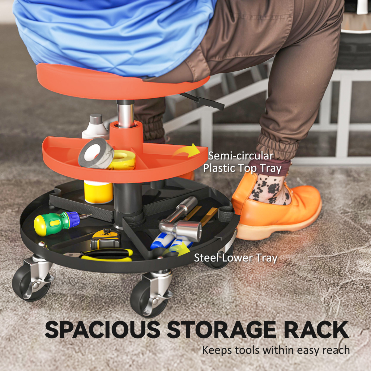 HOMCOM Rolling Mechanic Stool - Capacity detail view