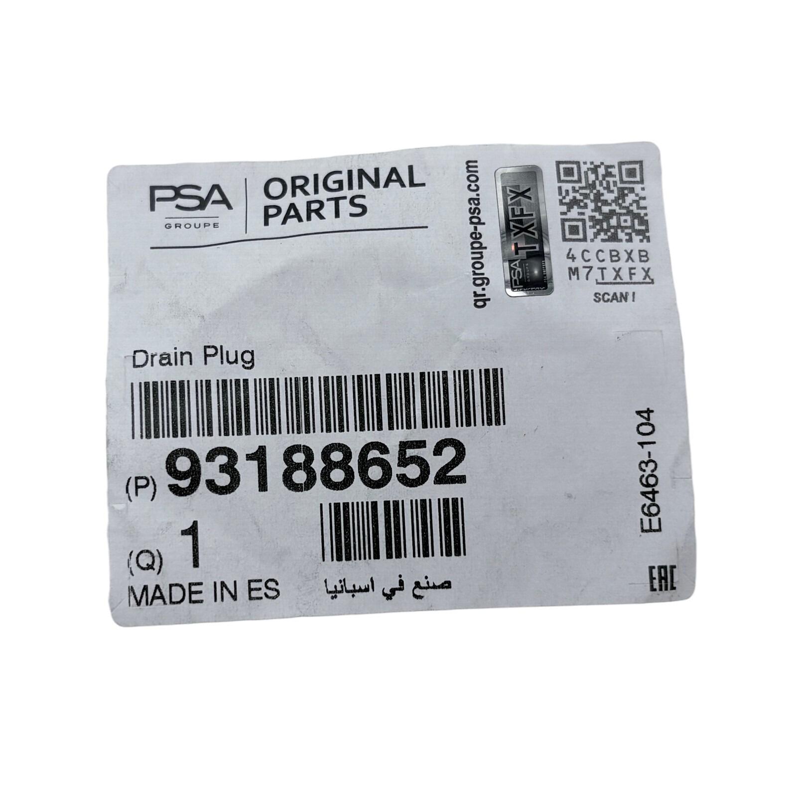 Direct-fit PSA Vauxhall Radiator Drain Plug — part number 93188652