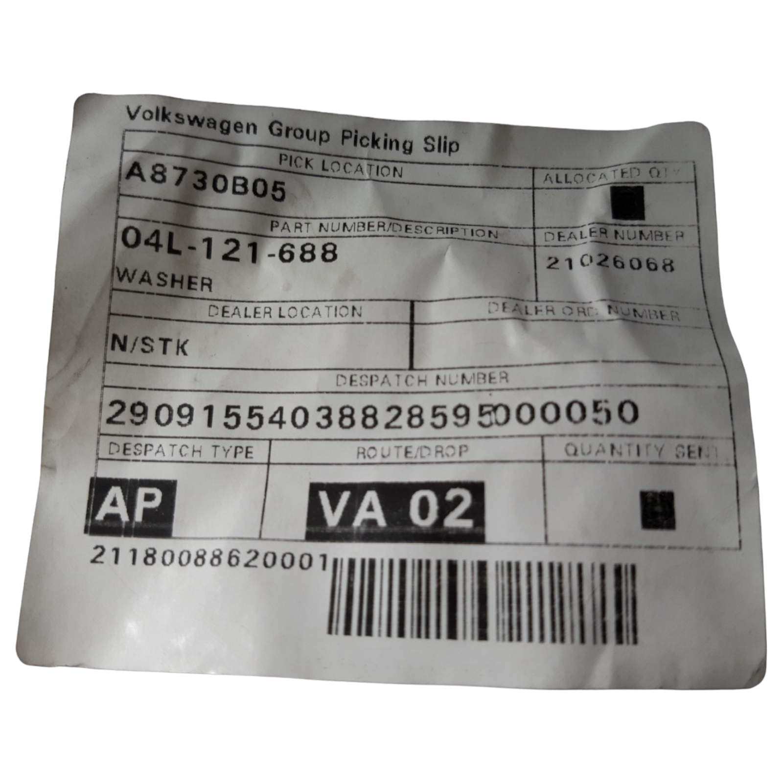 Genuine Audi SEAT Skoda Volkswagen Coolant pump seal O-ring 04L121688