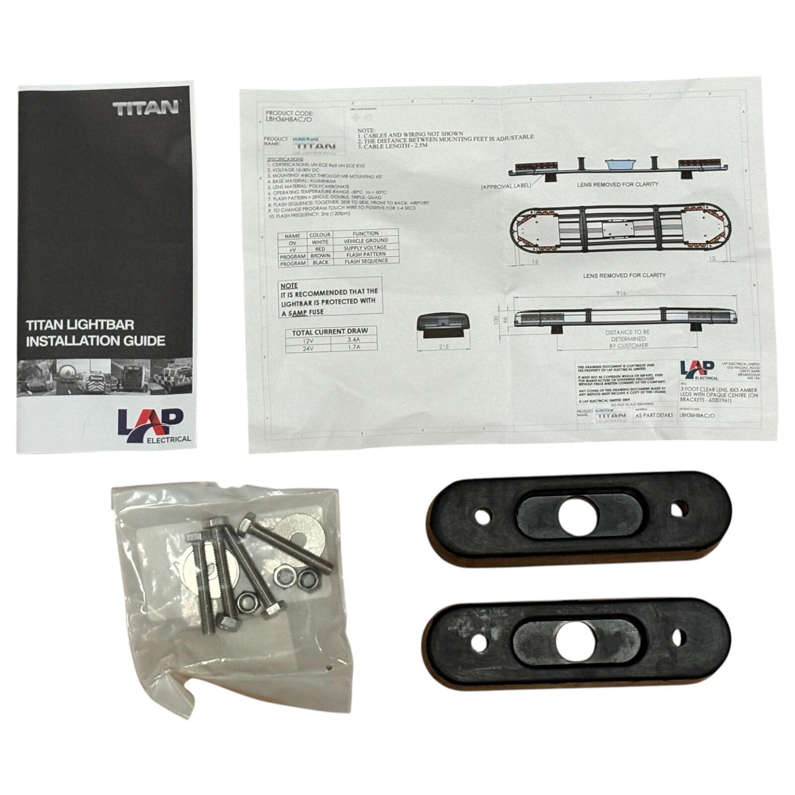 LAP replacement Electrical 3ft Hurricane Titan Light Bar 10–30V Clear Lens