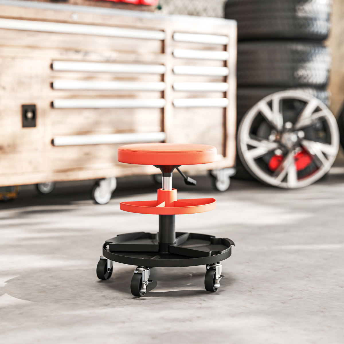 HOMCOM Rolling Mechanic Stool - Capacity