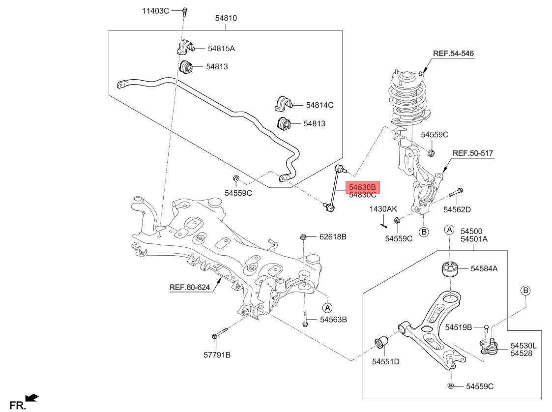 Genuine KIA Optima Hyundai Sonata LH NS Front stabiliser link 54830C1000