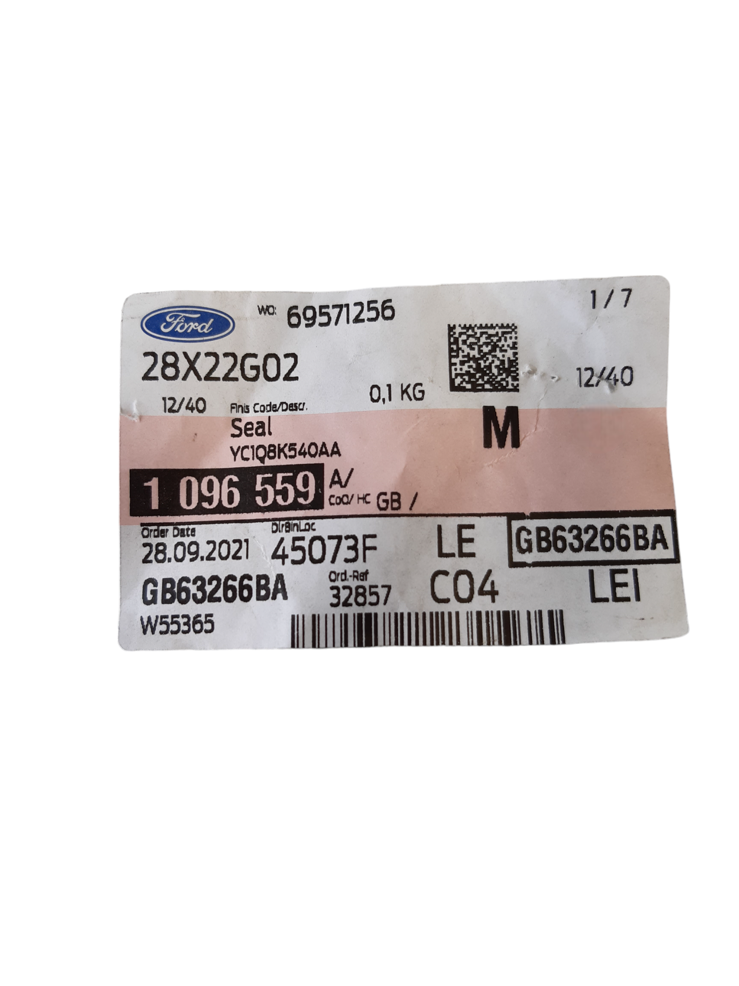 Genuine Ford Transit (TT9) Water pump gasket 1096559