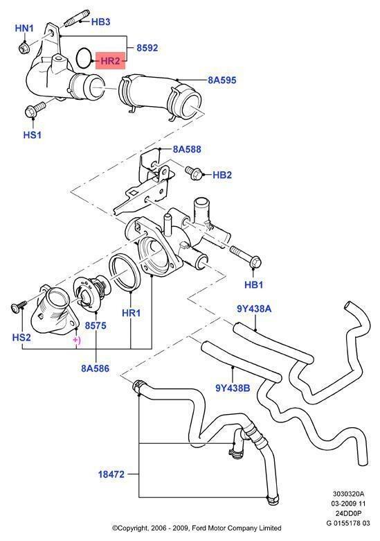 Genuine Ford Kuga Ranger Transit Water outlet connection seal 1098190