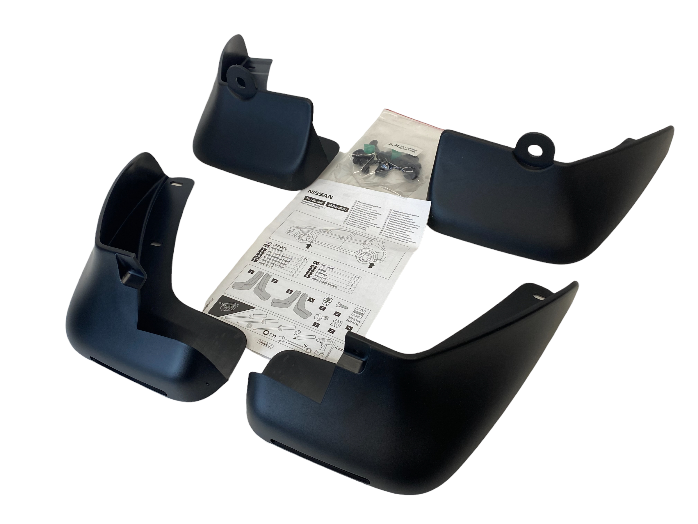 Genuine Nissan Leaf ZE0 Complete Mud Guard Kit KE7883N080 - KE78