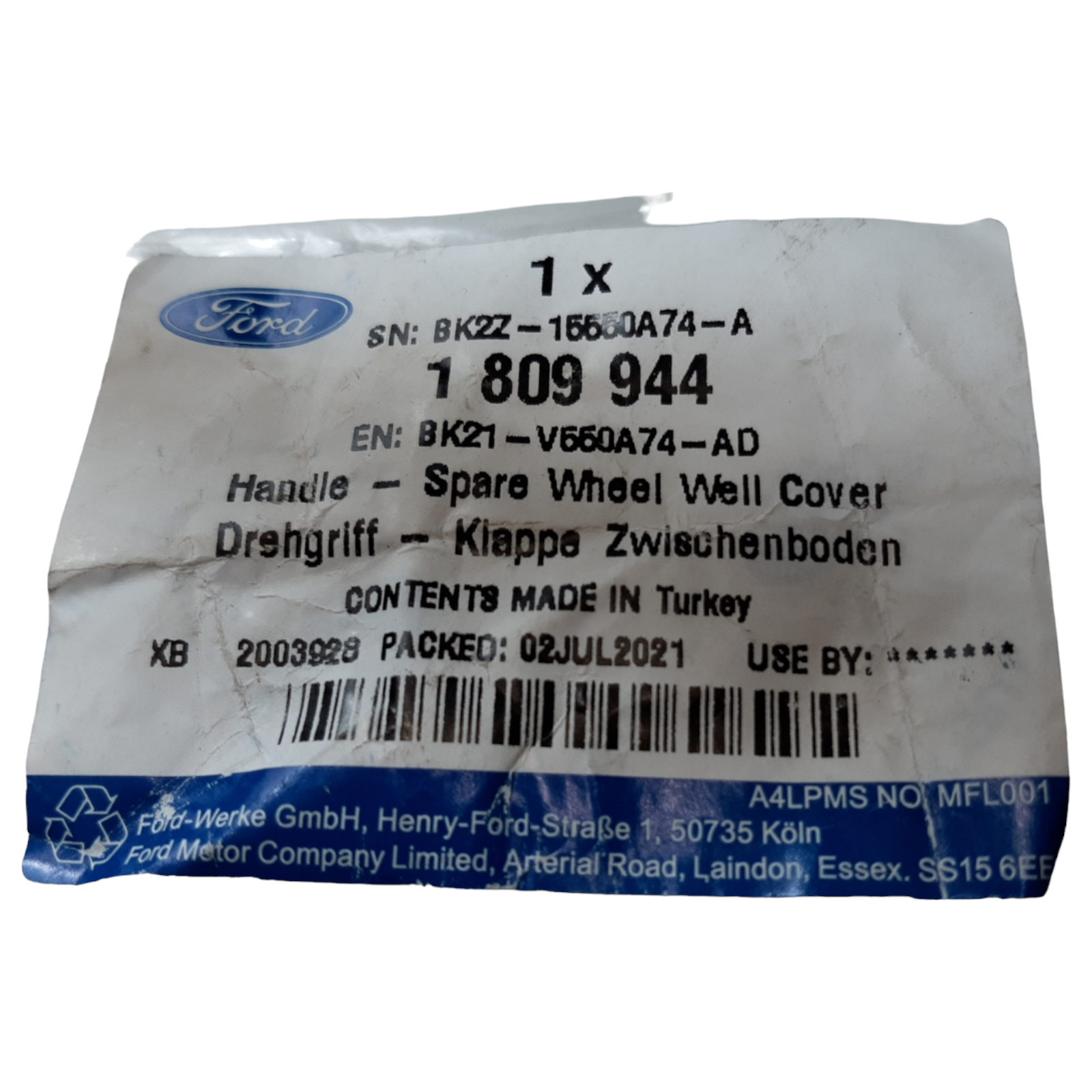 Genuine Ford Transit Tourneo Custom Load Retainer 1809944 – VIN Requir