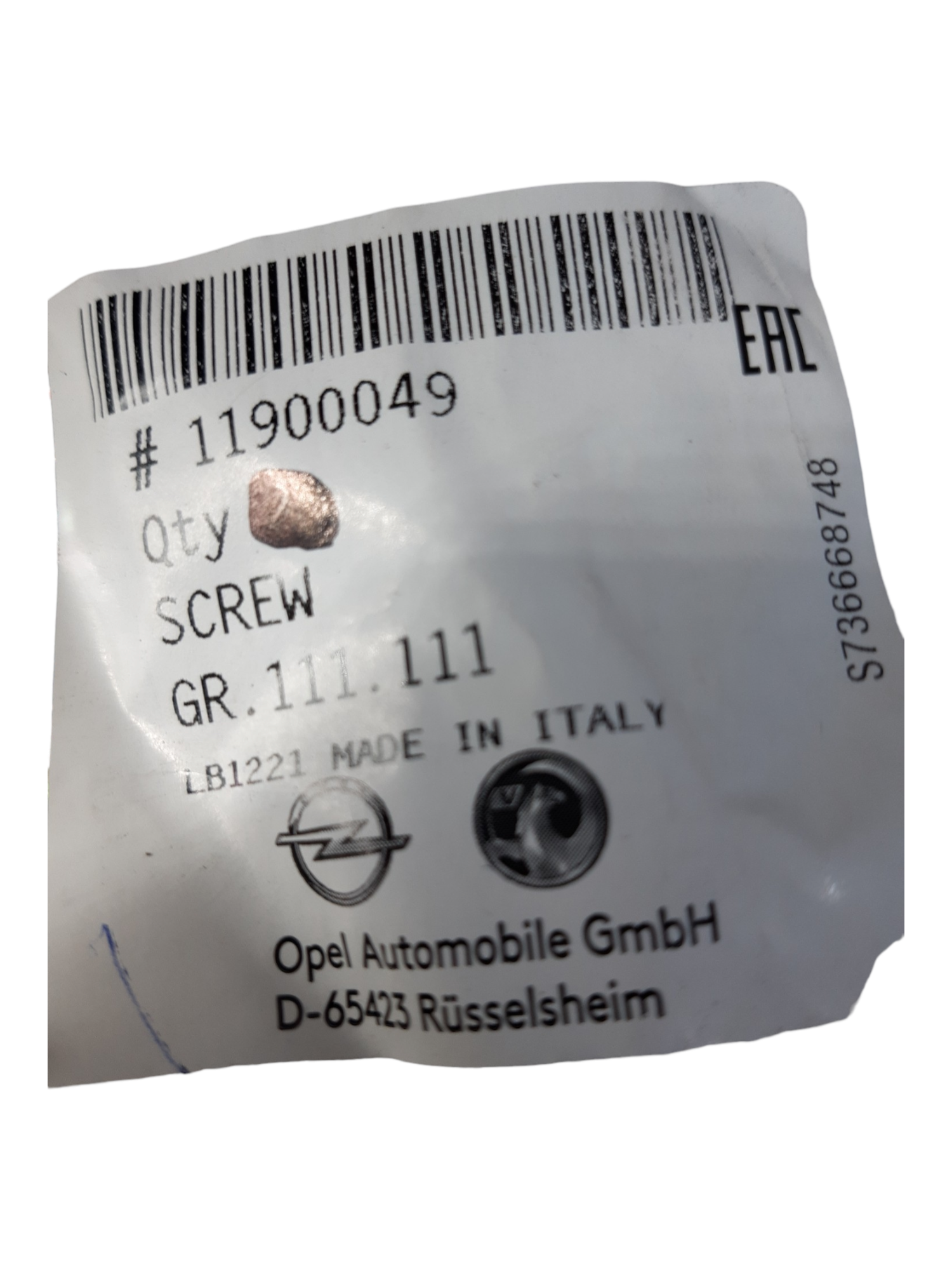 Genuine Vauxhall Torx Bolt M12x100 11900049