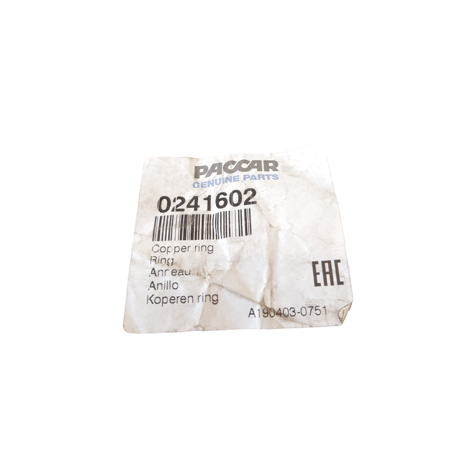 Genuine DAF Copper sealing ring 0241602