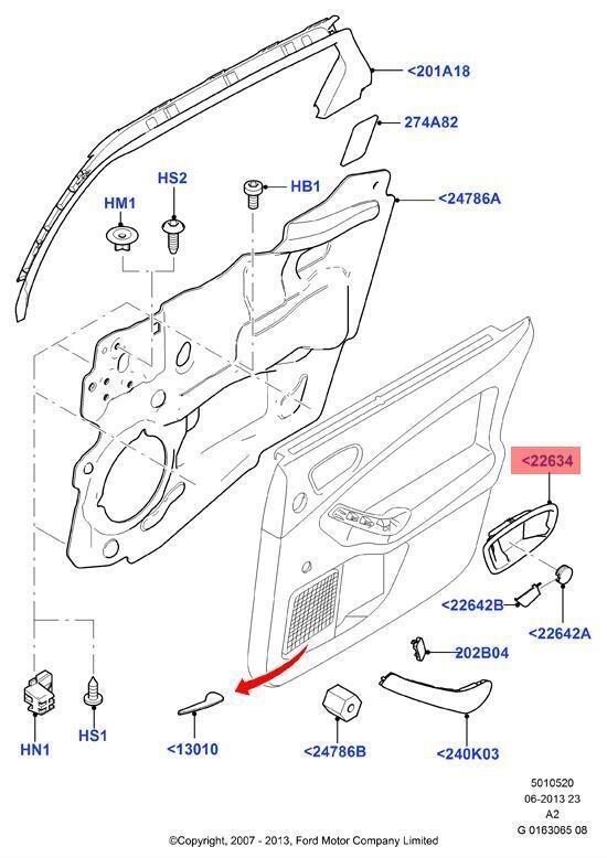 Genuine Ford Mondeo (CA2) S-Max (CA1) RH OS Front Interior handle bezel 1718567