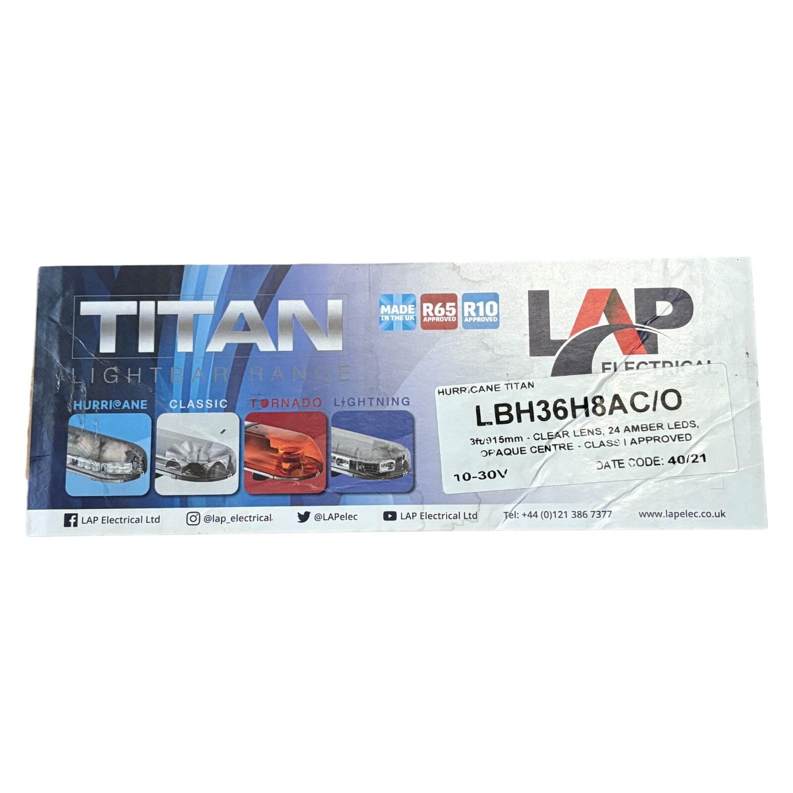 LAP Electrical 3ft Hurricane Titan Light Bar 10–30V Clear Lens LBH36H8ACO