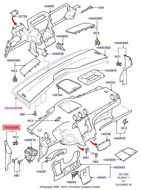 Genuine Ford Galaxy S-Max (CA1)  LH NS Dash finisher 1453679