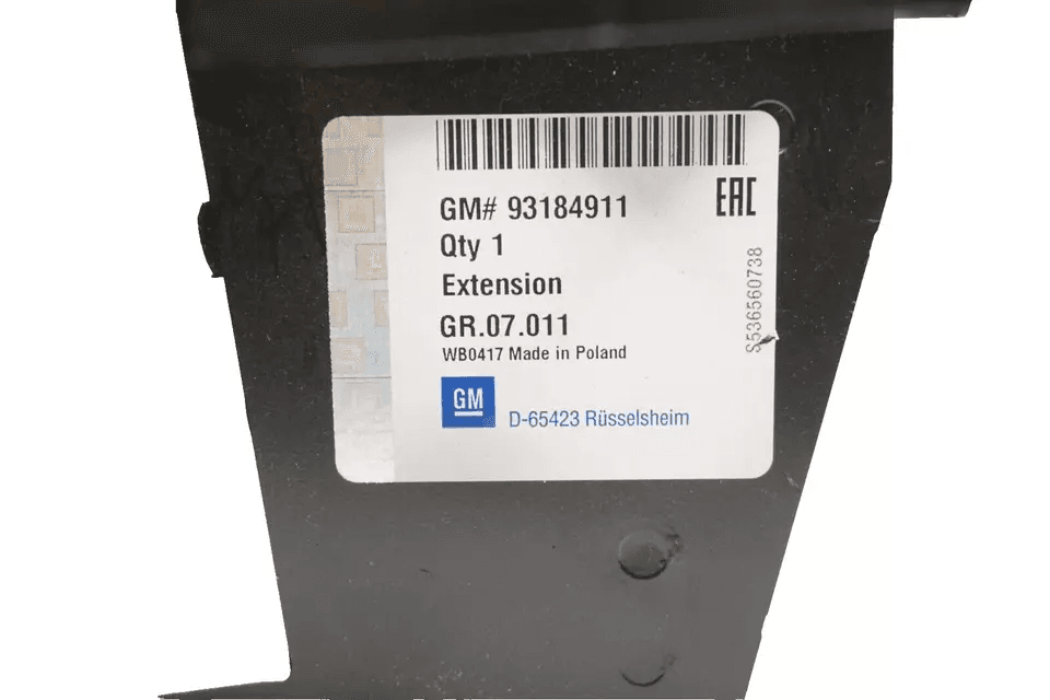 Vauxhall Zafira B | RH Rear End Reinforcement Crash Limiter Plate