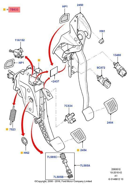 Genuine Ford Galaxy S-Max (CA1) Clutch Pedal Assembly 1726944
