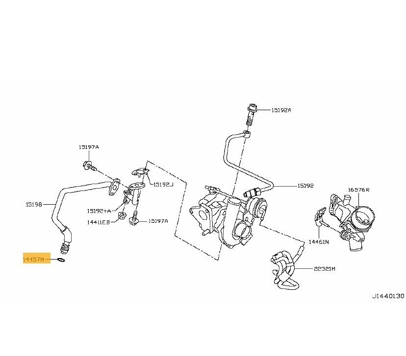 Nissan Qashqai (J11E) Turbocharger pipe O-Ring 1445700QAC