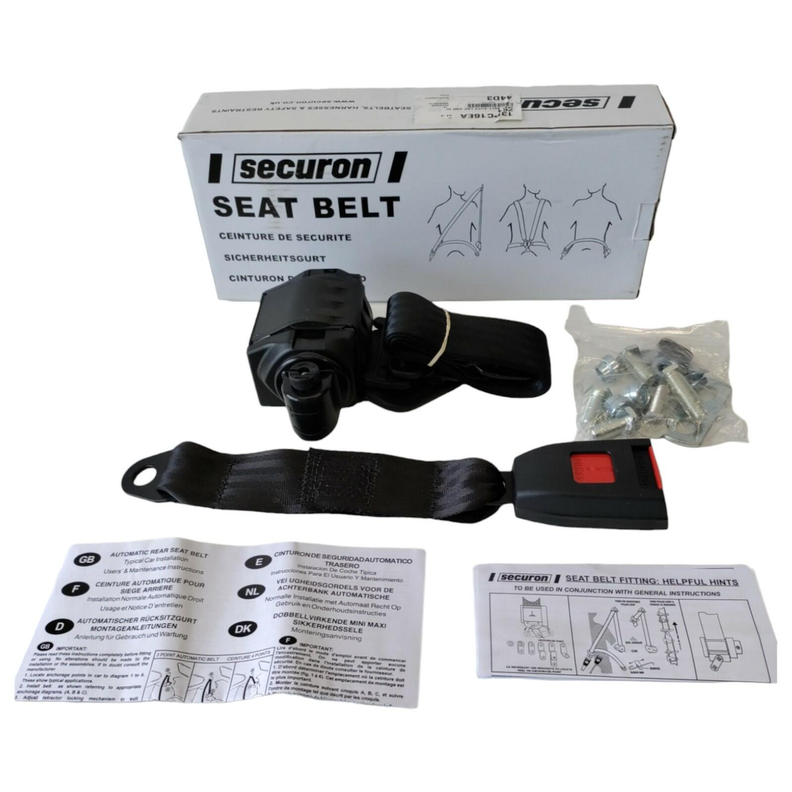 Securon Lap & diagonal seat belt assembly kit (black) 264