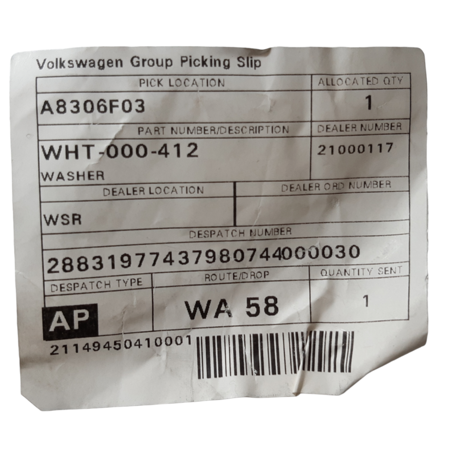 Wht009448 Volkswagen Genuine Audi SEAT Skoda Volkswagen Wheel bearing shim WHT000412 – VIN