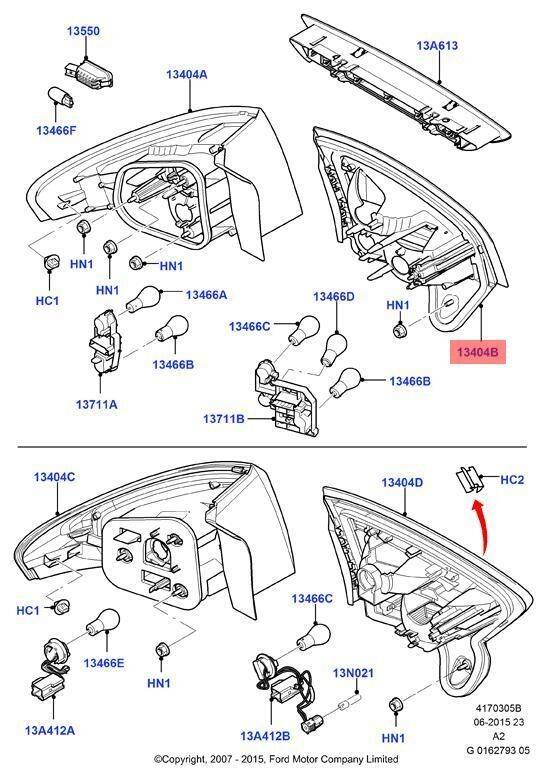 Genuine Ford Mondeo (CA2) LH NS Rear inner lamp assembly 1486771
