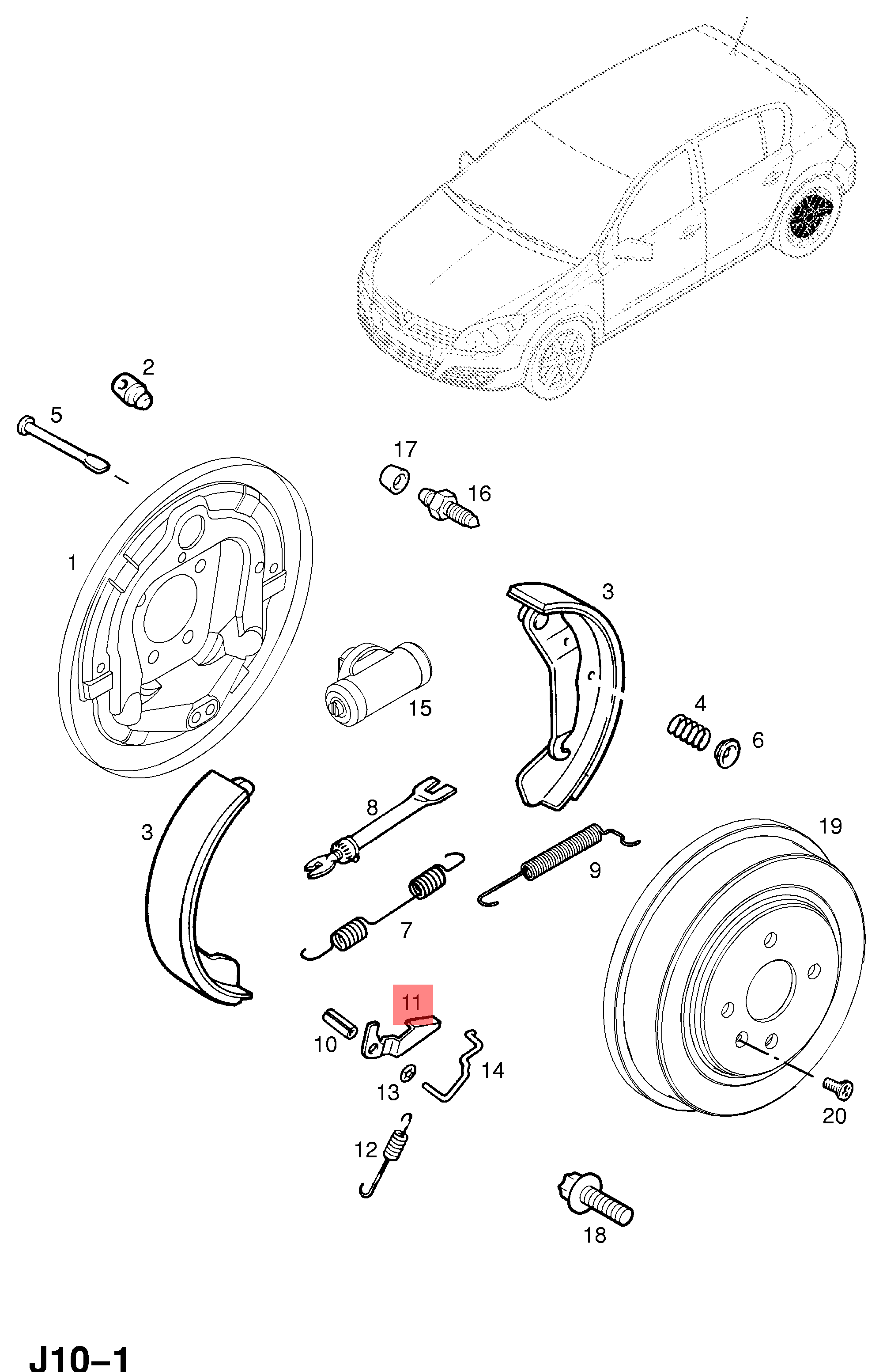 Genuine Vauxhall LH (Nearside) Brake Shoe Adjusting Lever close up