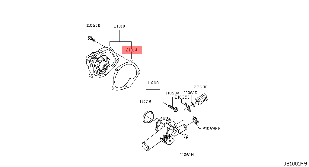 Genuine Nissan Juke Micra Note Pulsar Qashqai Water Pump Gasket 2101400Q0C