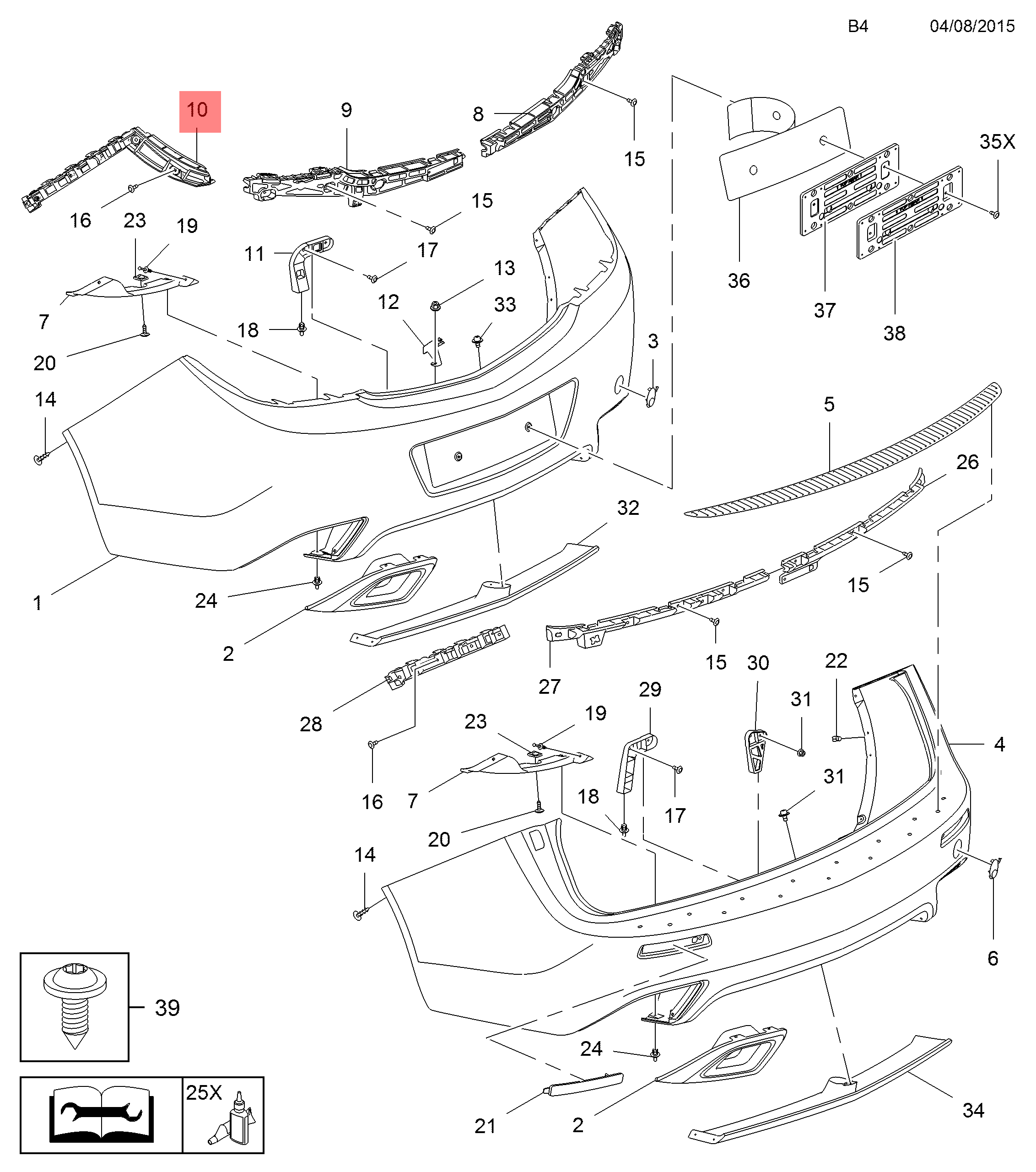 Genuine Vauxhall Insignia A LH NS Rear outer bumper mounting guide 22793773