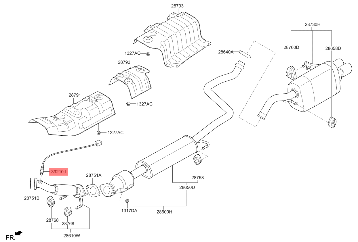 Genuine Kia Picanto Rear Oxygen Sensor Assembly 3921004130
