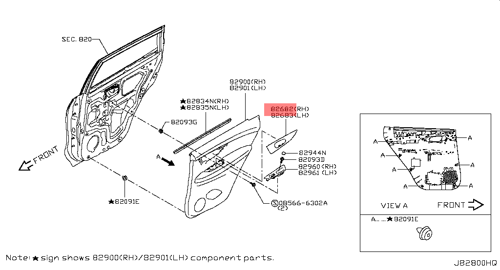 Genuine Nissan X-Trail (T32) RH OS Rear interior handle moulding 826826FR1A
