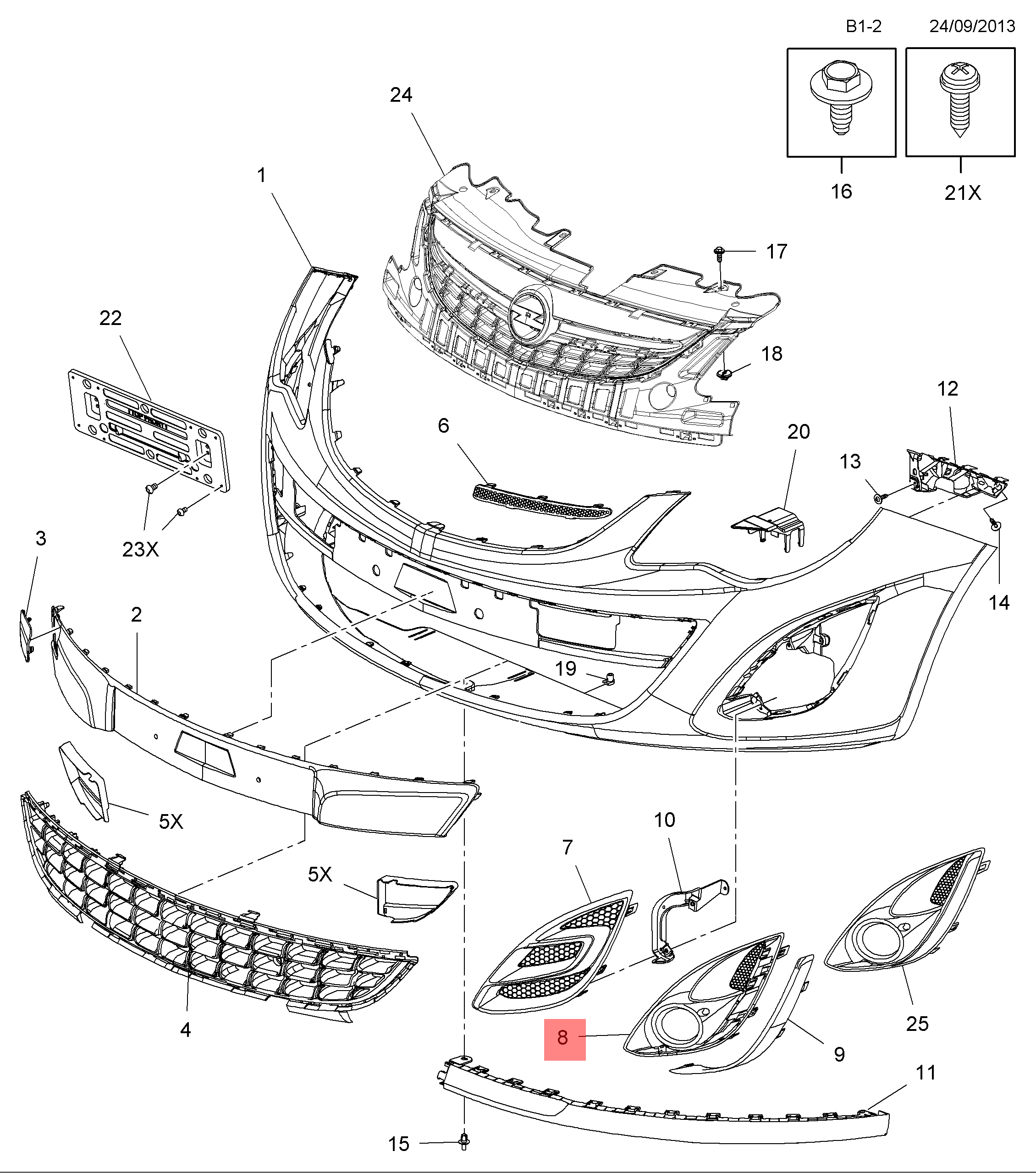 Genuine Vauxhall Corsa D Front Bumper RH Insert Panel 13344799