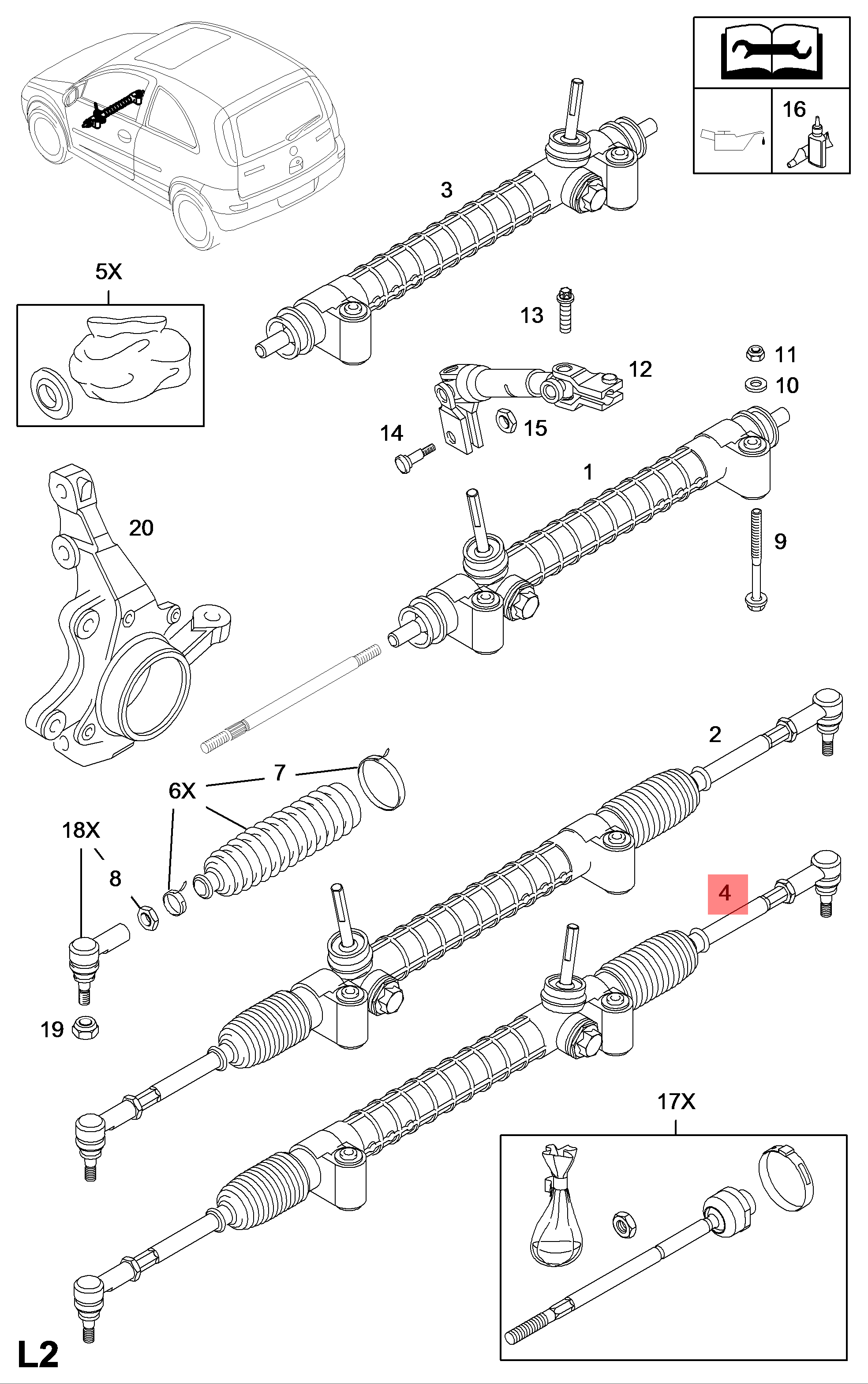 Genuine Vauxhall Corsa C / Combo C Steering gear assembly 13272668