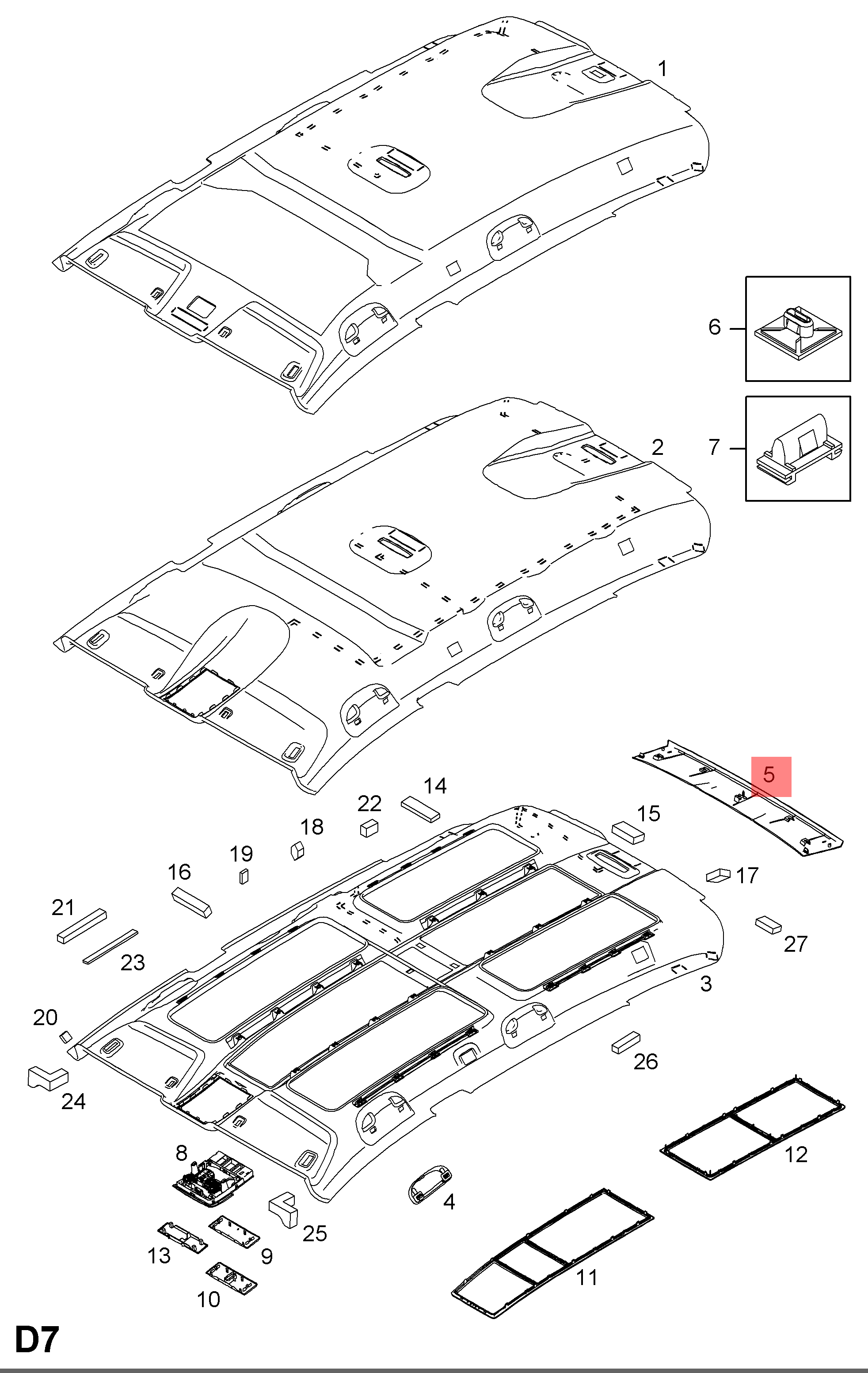 Genuine Vauxhall Zafira B Rear roof rail trim assembly 13130796