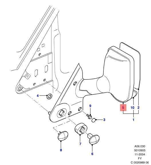 Genuine Ford Transit (FY) LH NS Wing mirror cover 4458067