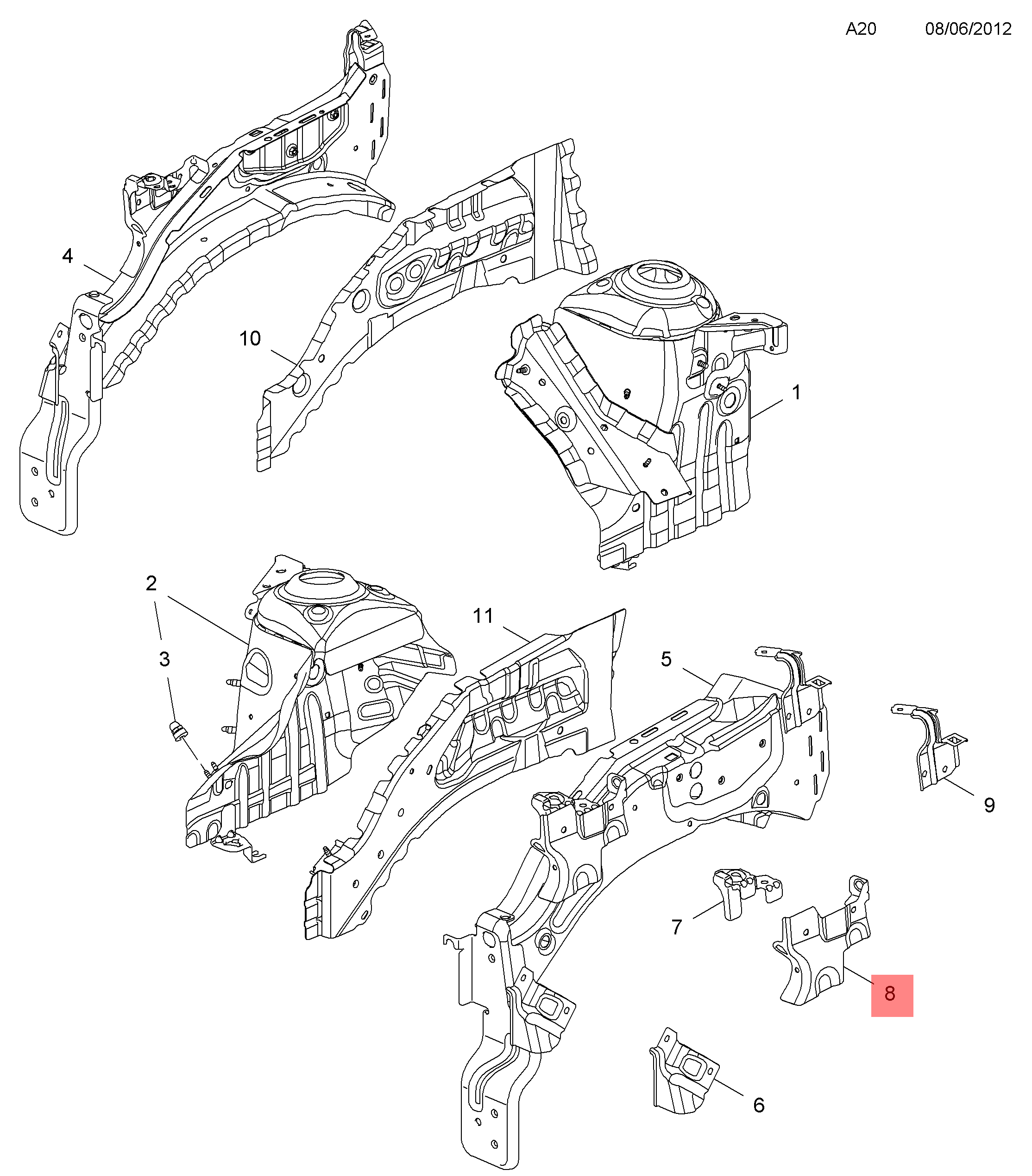 Genuine Vauxhall Adam RH OS Front wing fixing bracket 13355235