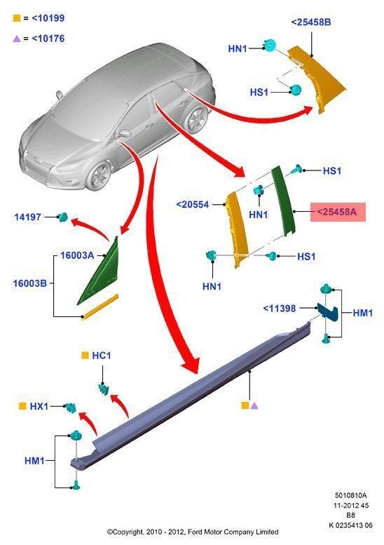 Genuine Ford Focus (CB8 CEW) RH OS Rear door moulding 1751092