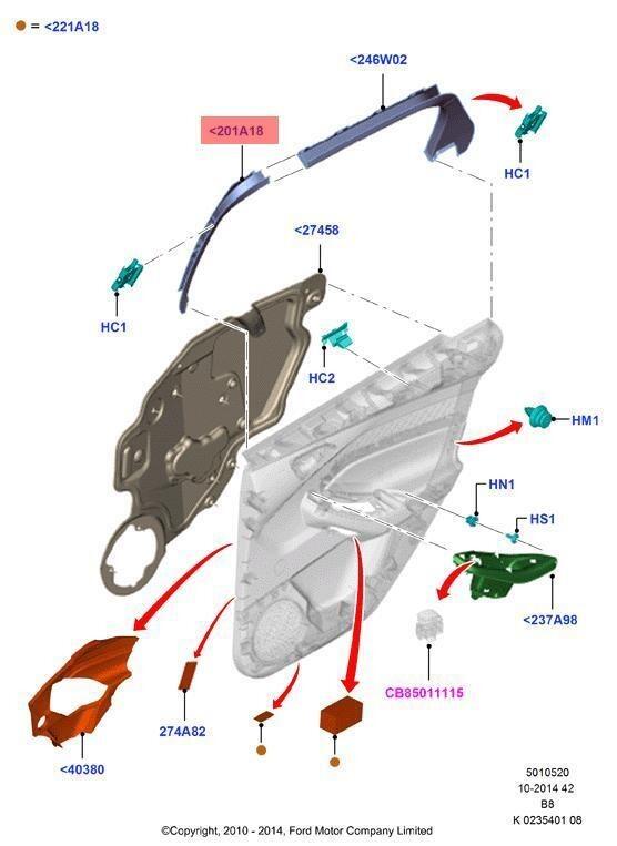 Genuine Ford Focus (CB8) LH NS Rear door moulding 1727042