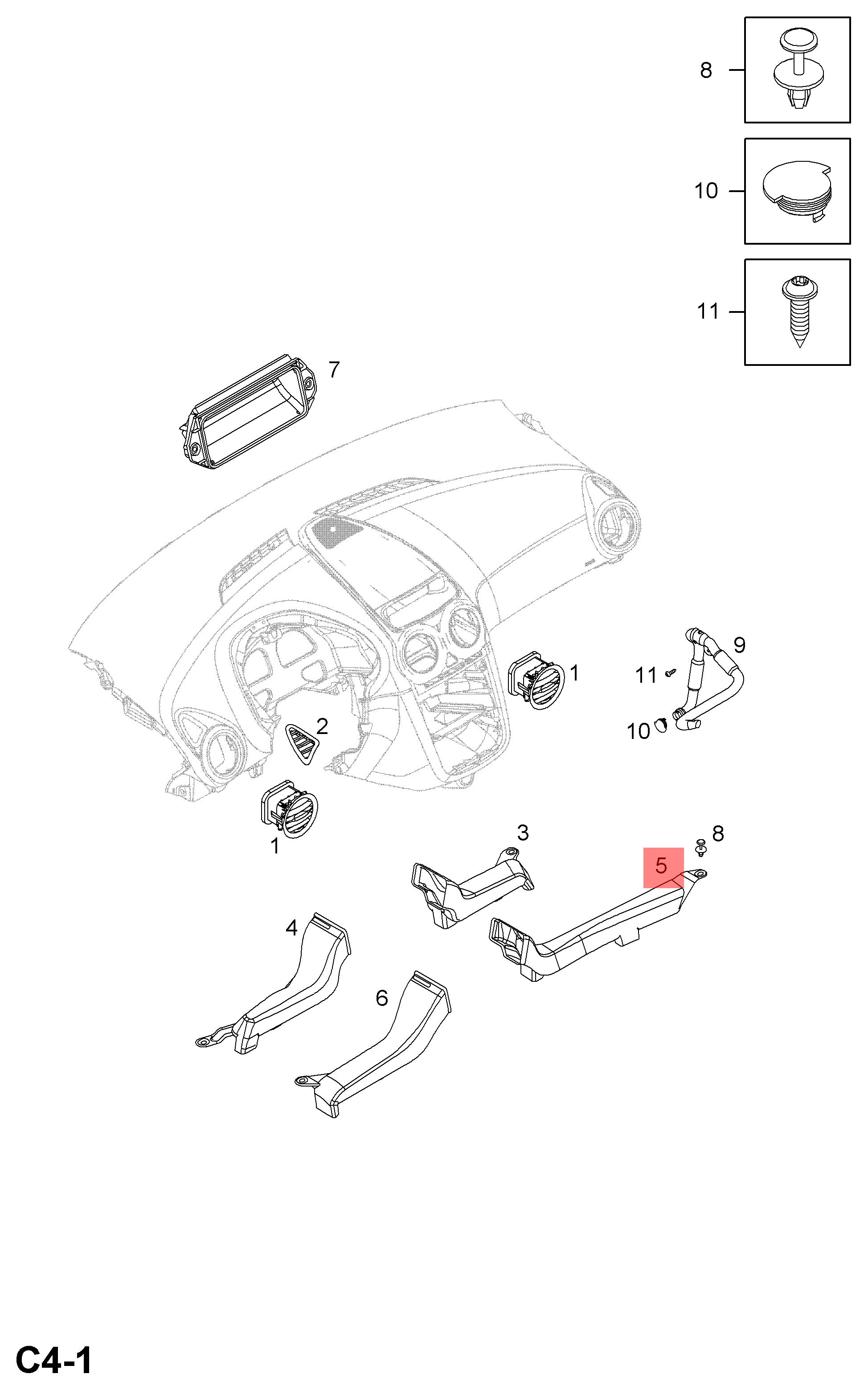 Genuine Vauxhall Corsa D RH OS Front footwell air duct 13179973