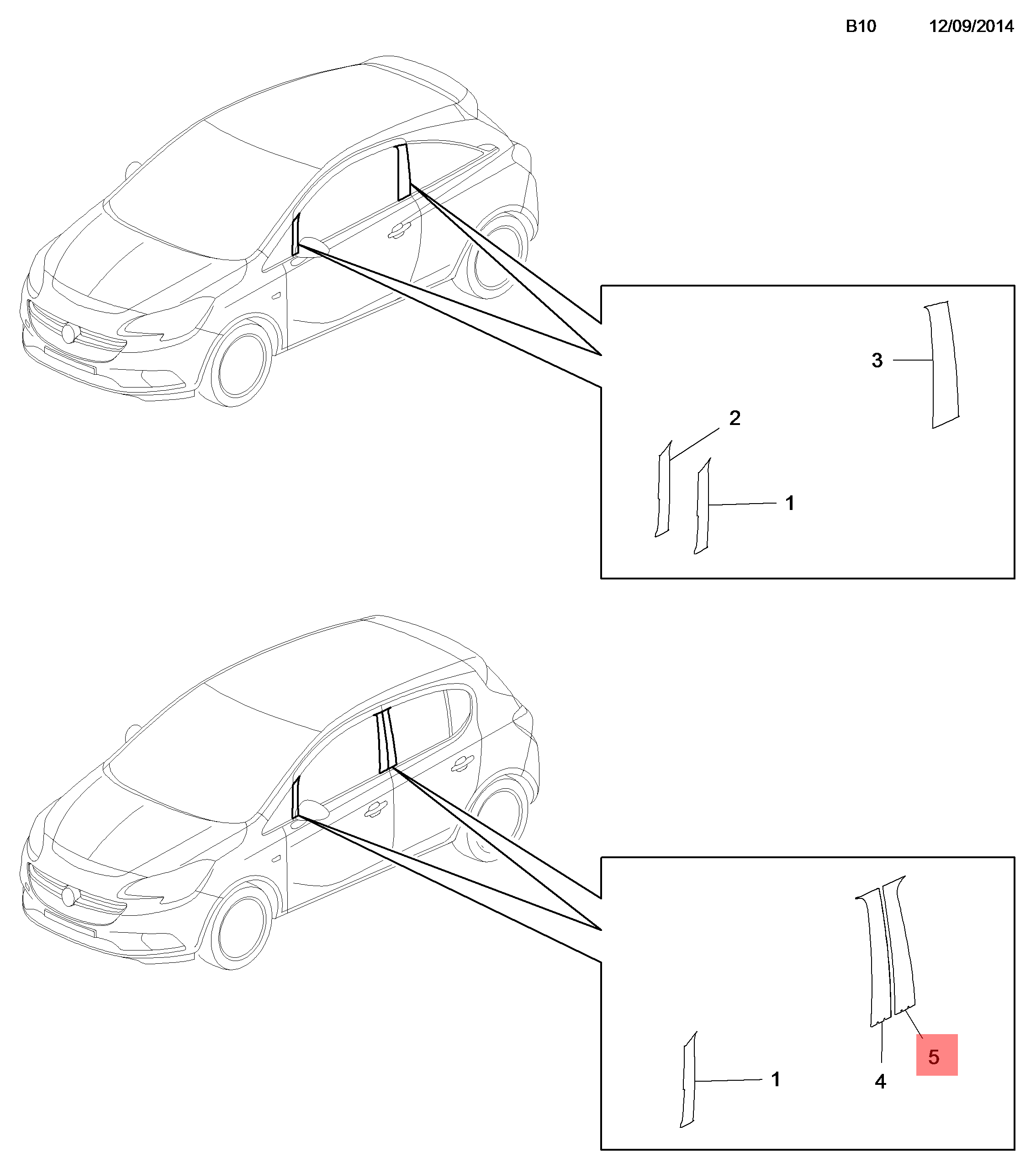 Vauxhall Corsa | Rear RH Door Anthracite Front Window Frame Styling ...