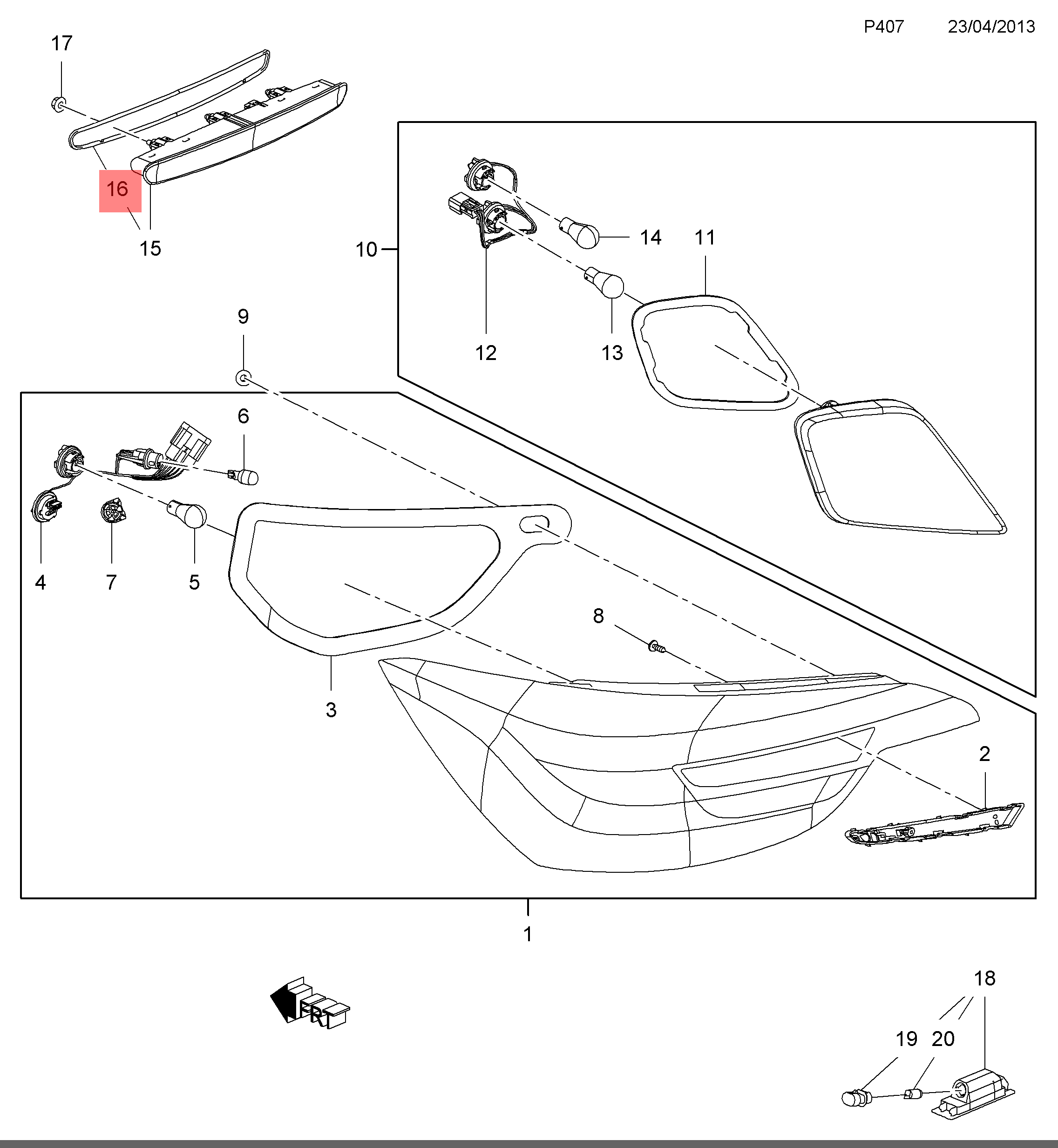 Genuine Vauxhall Cascada High-level brake lamp seal 13419559
